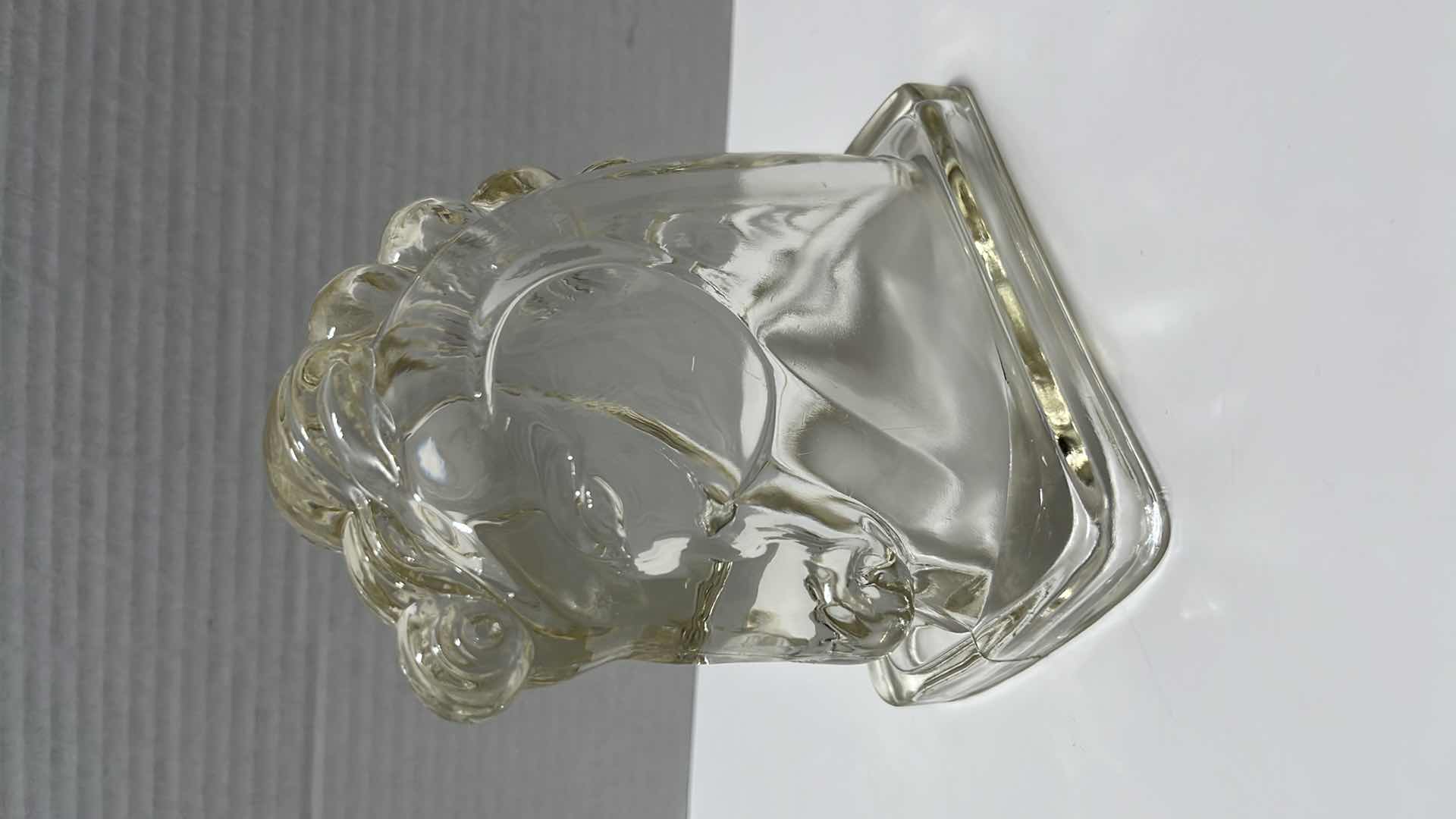 Photo 4 of VINTAGE MIDCENTURY CLEAR GLASS & FROSTED GLASS HORSE HEAD BOOKENDS, 3.25” X 4.75” H5.5” (2)