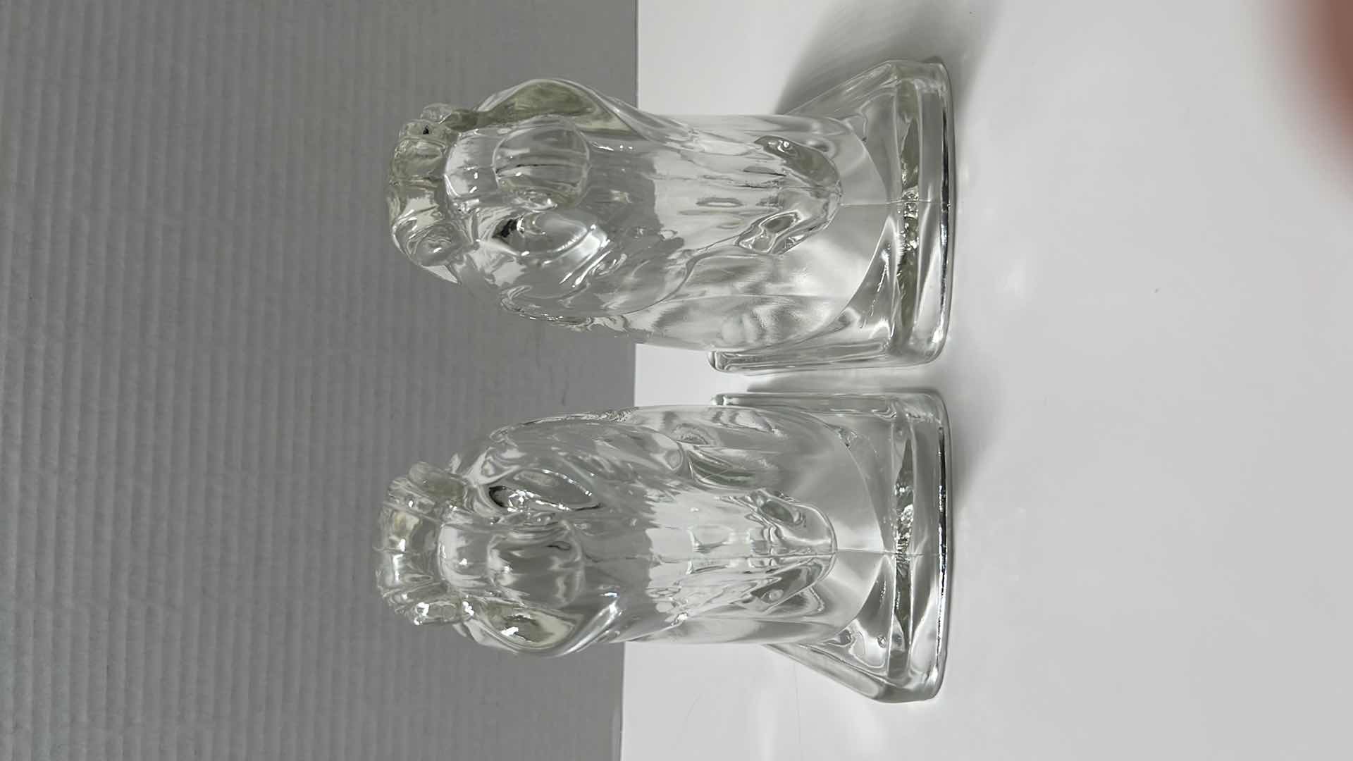 Photo 6 of VINTAGE MIDCENTURY CLEAR GLASS HORSE HEAD BOOKENDS, 3.25” X 4.75�” H5.5” (2)