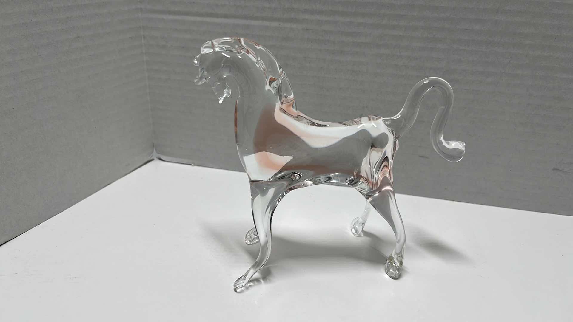 Photo 3 of VARIOUS CLEAR GLASS HORSE FIGURINES (4)