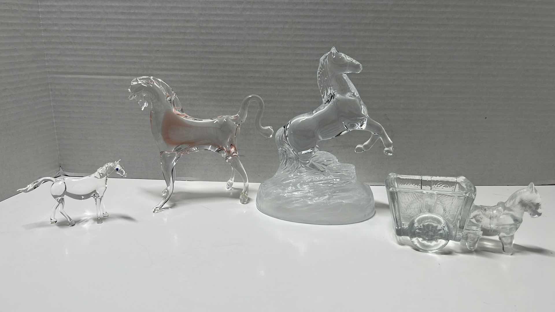Photo 1 of VARIOUS CLEAR GLASS HORSE FIGURINES (4)