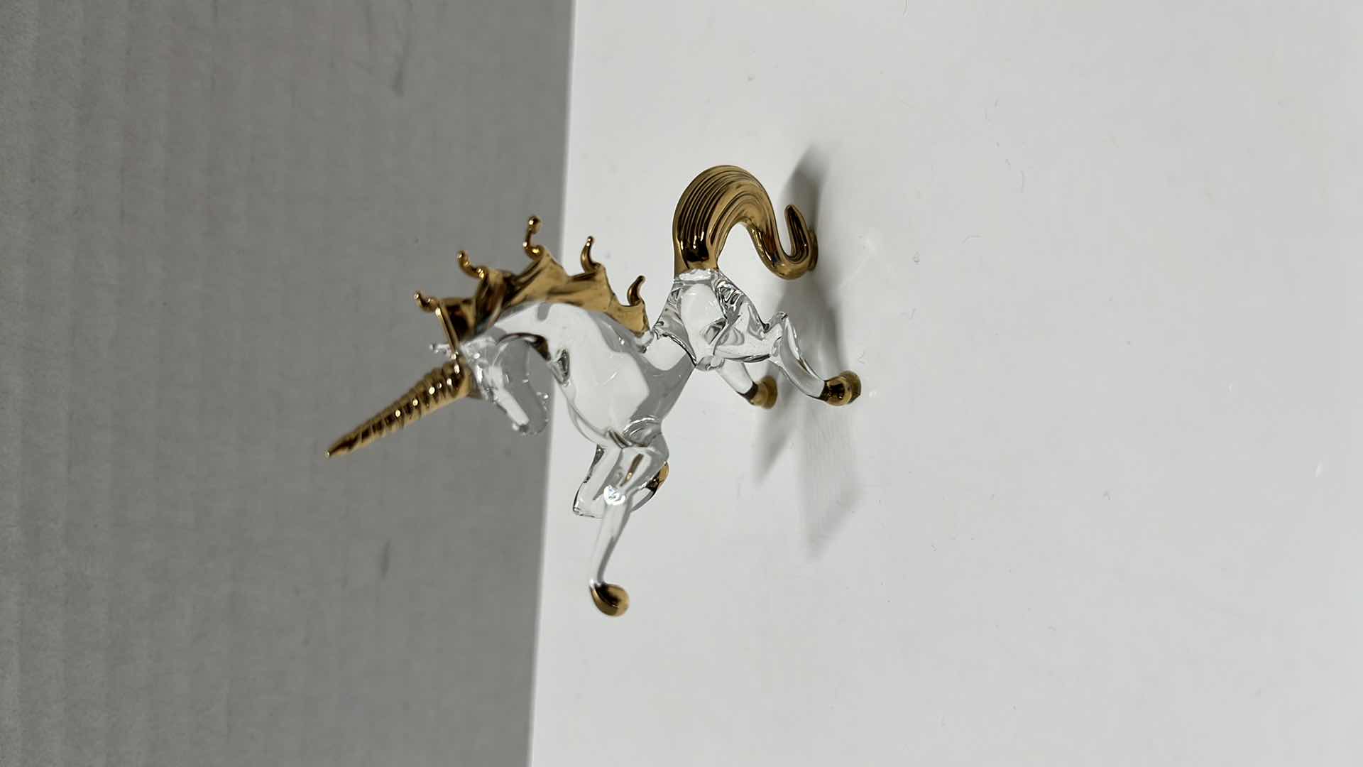 Photo 5 of GLASS UNICORN FIGURINES W GOLD MANES, HORNS, HOOVES & TAILS W GLASS/GOLD UNICORN BOTTLE TOPPER (3)