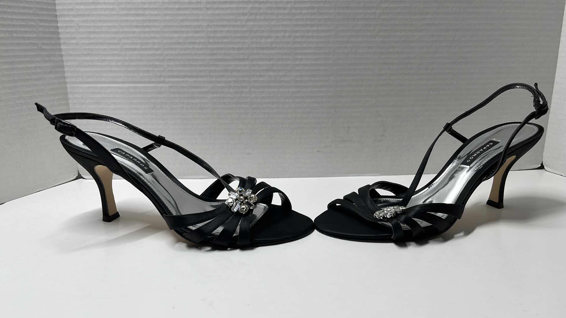 Photo 4 of CAPARROS ANKLE STRAPPED HEEL W JEWEL EMBELLISHMENT, BLACK (WOMENS SIZE 8.5)