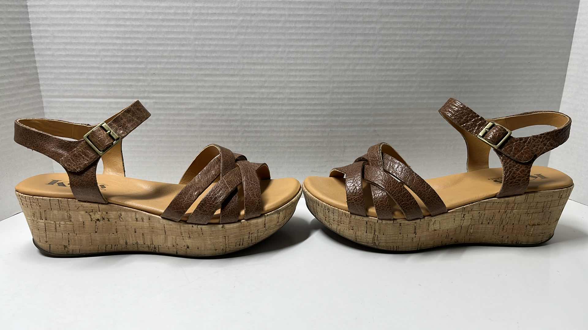 Photo 4 of KORKS BY KORK-EASE NALIN WEDGE LEATHER SANDAL, DISTRESSED BROWN (WOMENS SIZE 9)