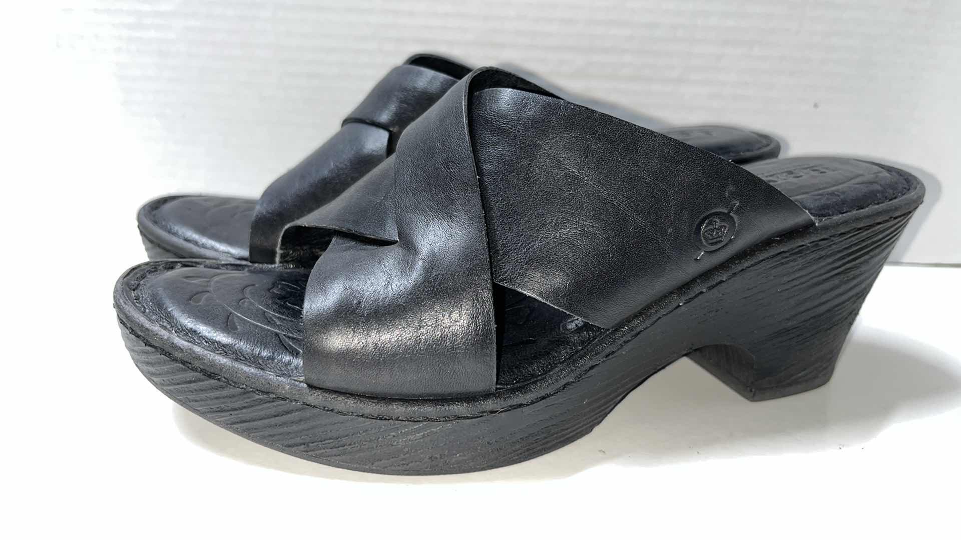 Photo 1 of BORN CONEY SLIDE SANDALS, BLACK (WOMENS SIZE 9)