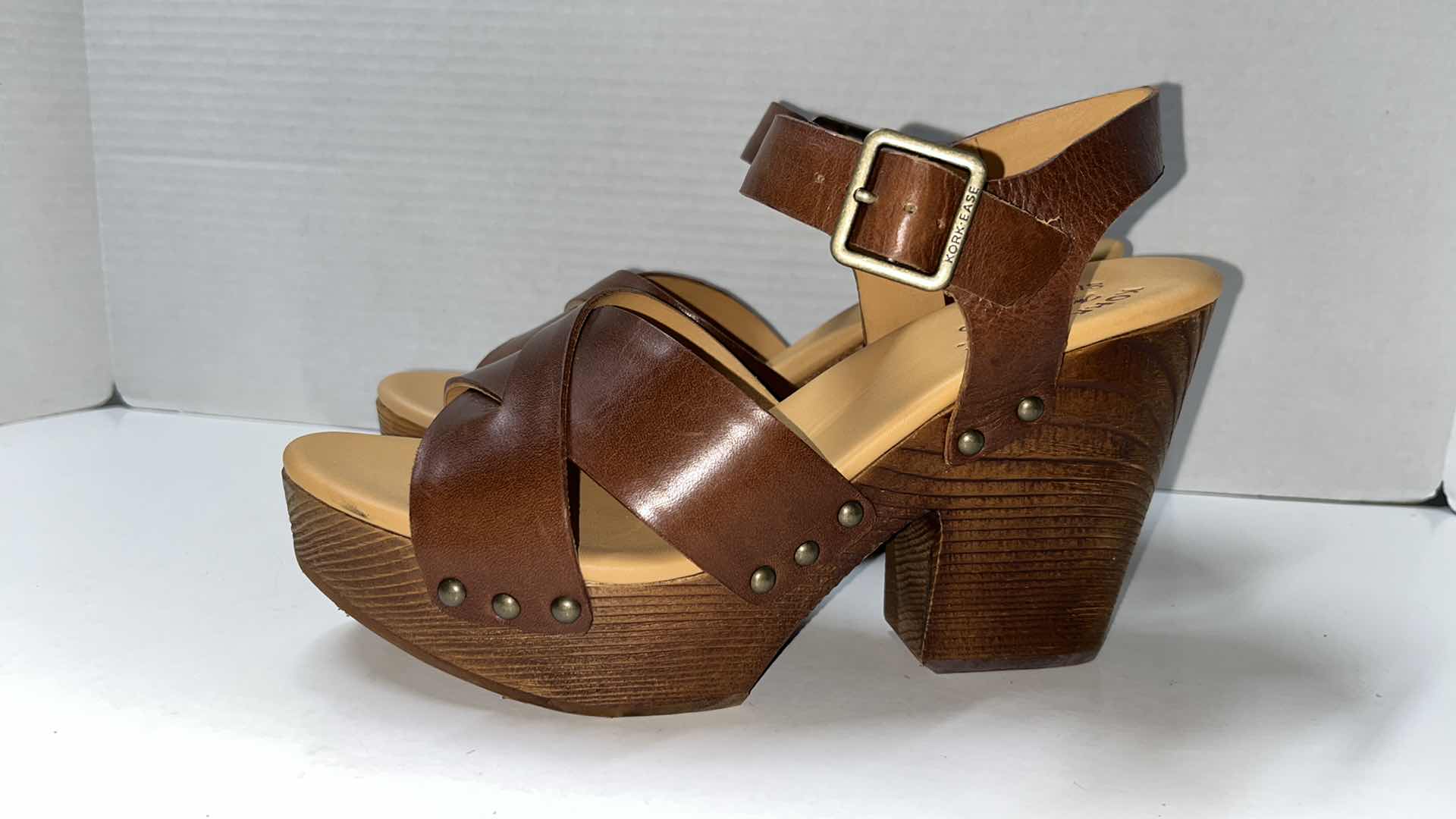 Photo 1 of KORK-EASE LEWY PLATFORM SANDAL, COGNAC (WOMENS SIZE 9)