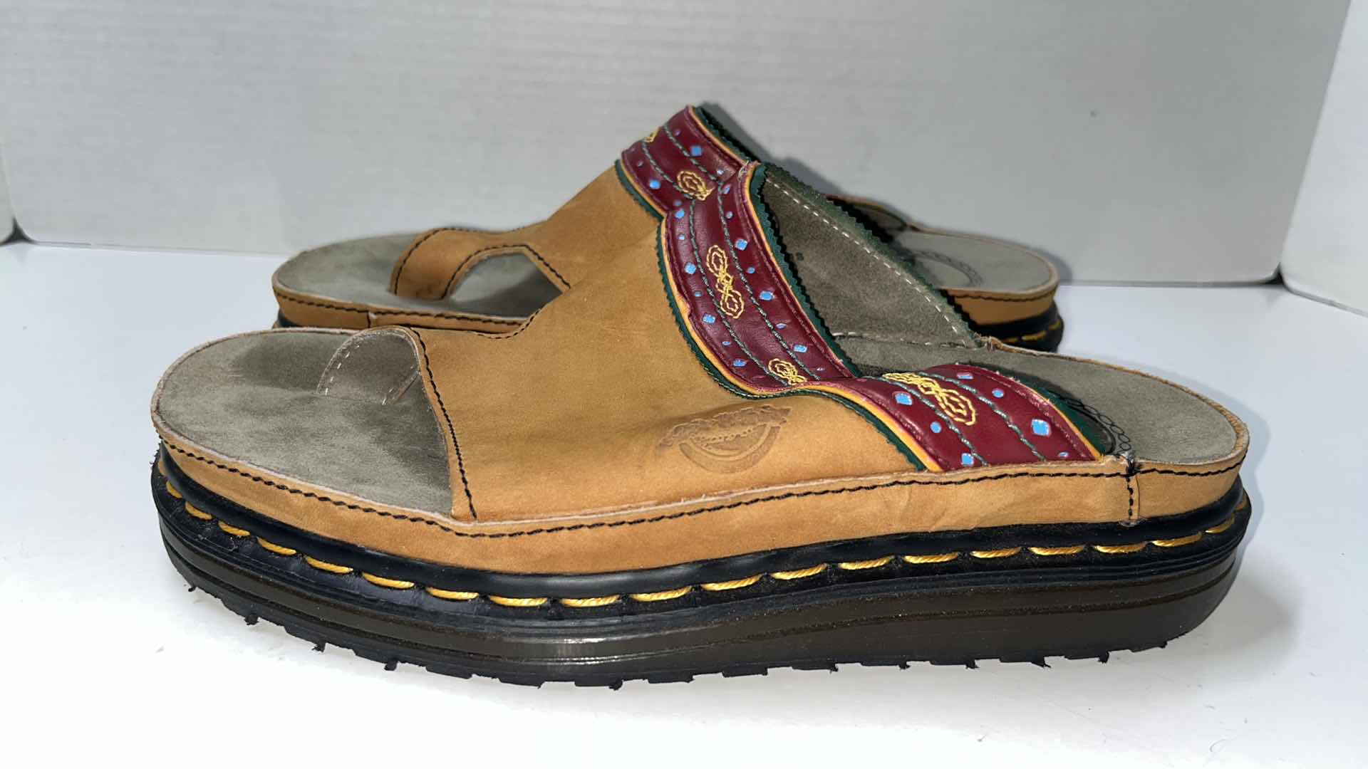 Photo 1 of DR MARTENS AIR WAIR CHUNKY EMBROIDERED PLATFORM SANDAL, MULTICOLOR (WOMENS SIZE 7.5)