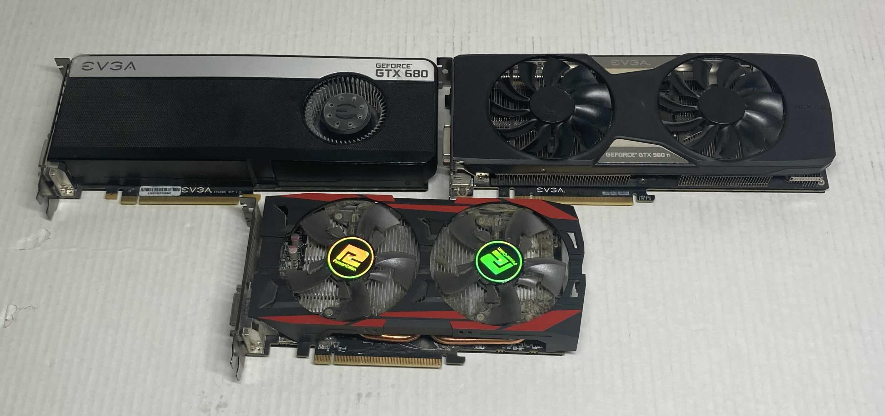 Photo 1 of EVGA GRAPHICS CARDS MODEL 06G-P4-4995-KR  & MODEL 04G-P4-3685-KR W POWER COLOR GRAPHICS CARD MODEL AXR7 370 2GBD5-PPDHE