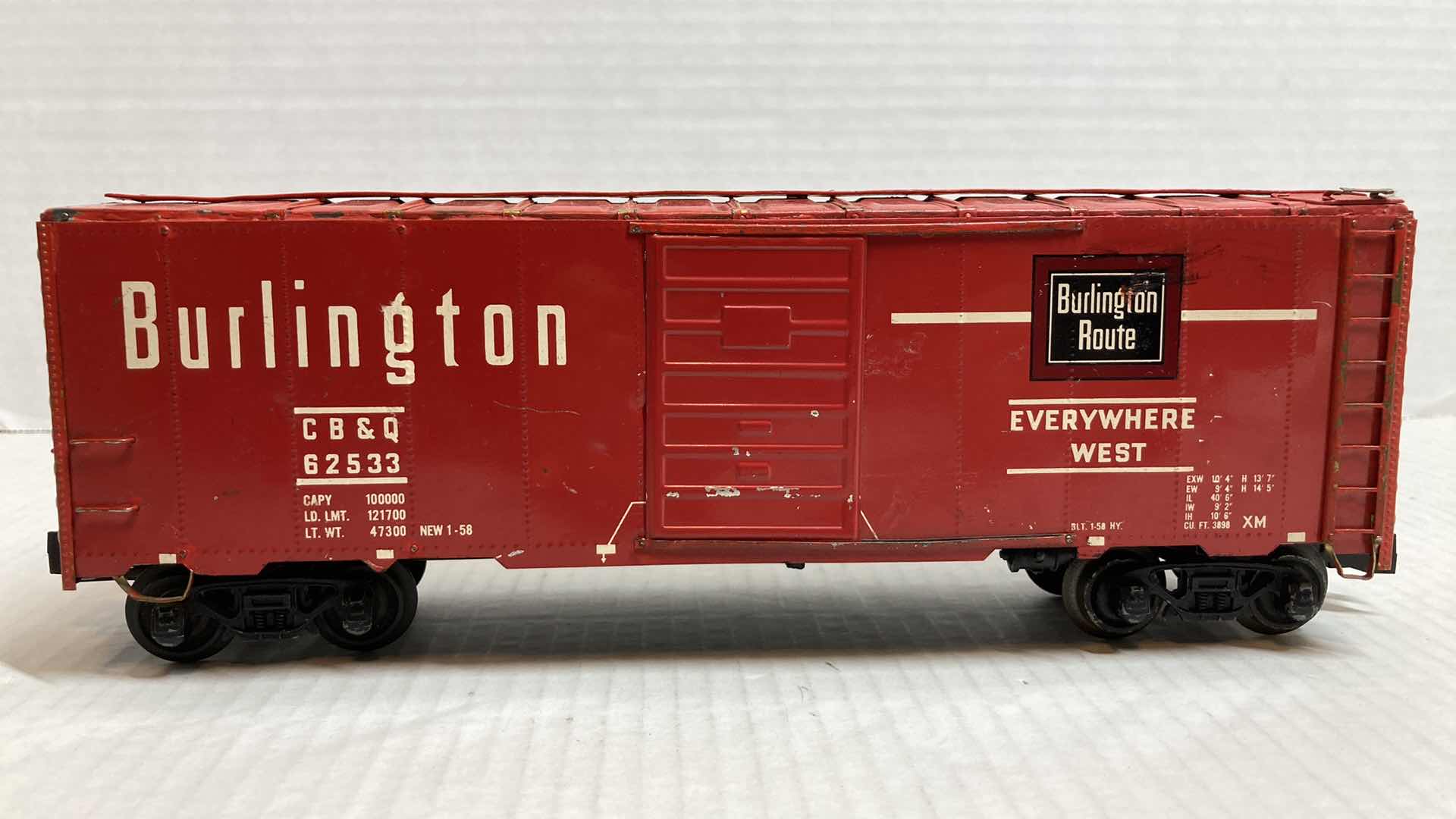 Photo 1 of LIONEL TRAINS CB&Q 62533 BURLINGTON ROUTE TRAIN CAR