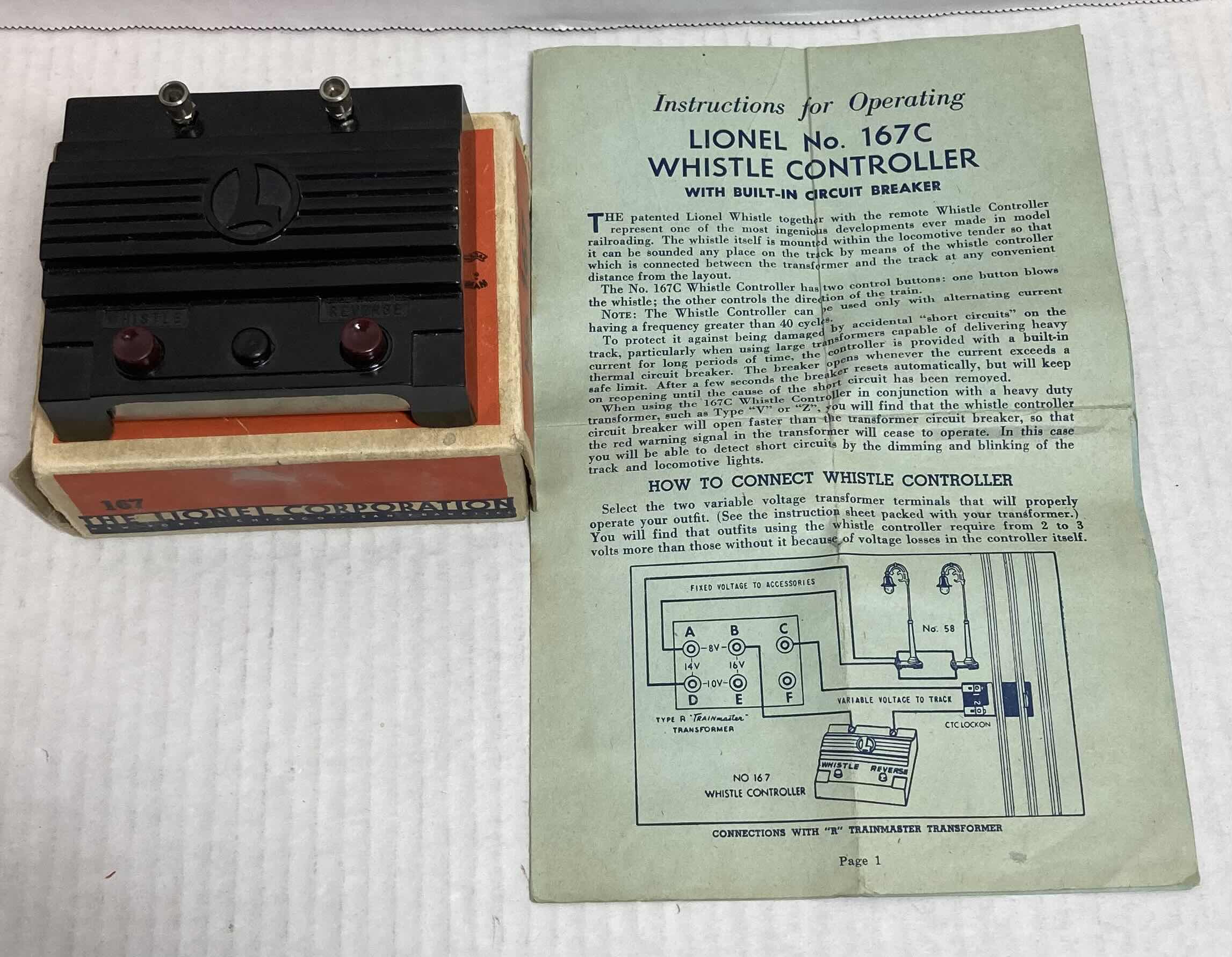 Photo 1 of LIONEL TRAINS 167 WHISTLE CONTROLLER