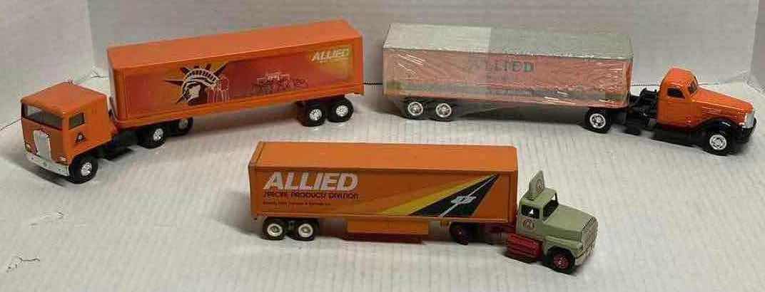 Photo 1 of ERTL ALLIED MOVE TO FREEDOM & ALLIED VAN LINES NATION WIDE MOVING SEMI-TRUCKS W WINROSS  ALLIED SPECIAL PRODUCTS DIV. SEMI-TRUCK TOY MODELS