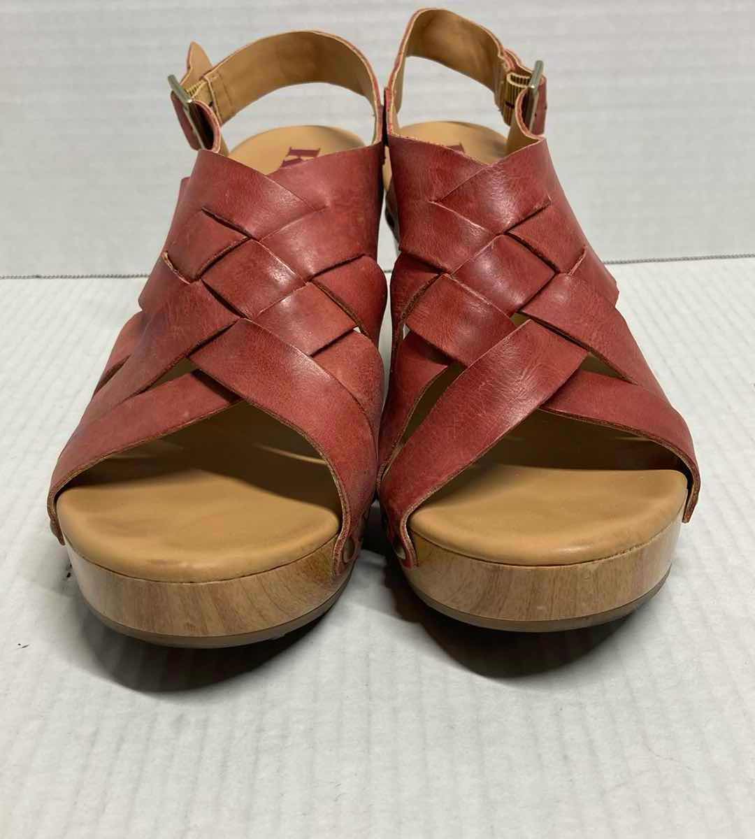 Photo 2 of KORKS BERENGO RED LEATHER BLOCK HEEL SANDALS WOMAN’S SIZE 9M