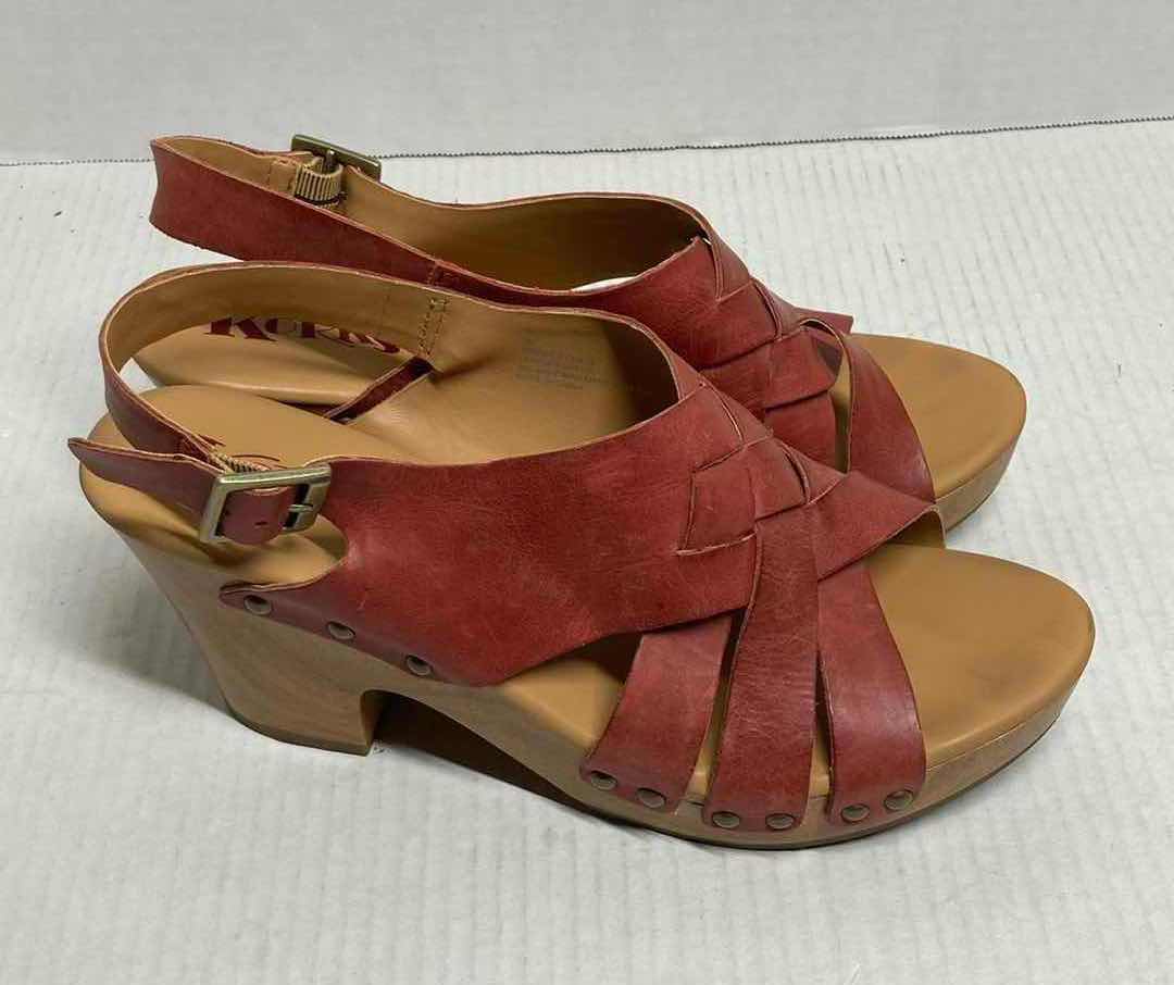 Photo 4 of KORKS BERENGO RED LEATHER BLOCK HEEL SANDALS WOMAN’S SIZE 9M