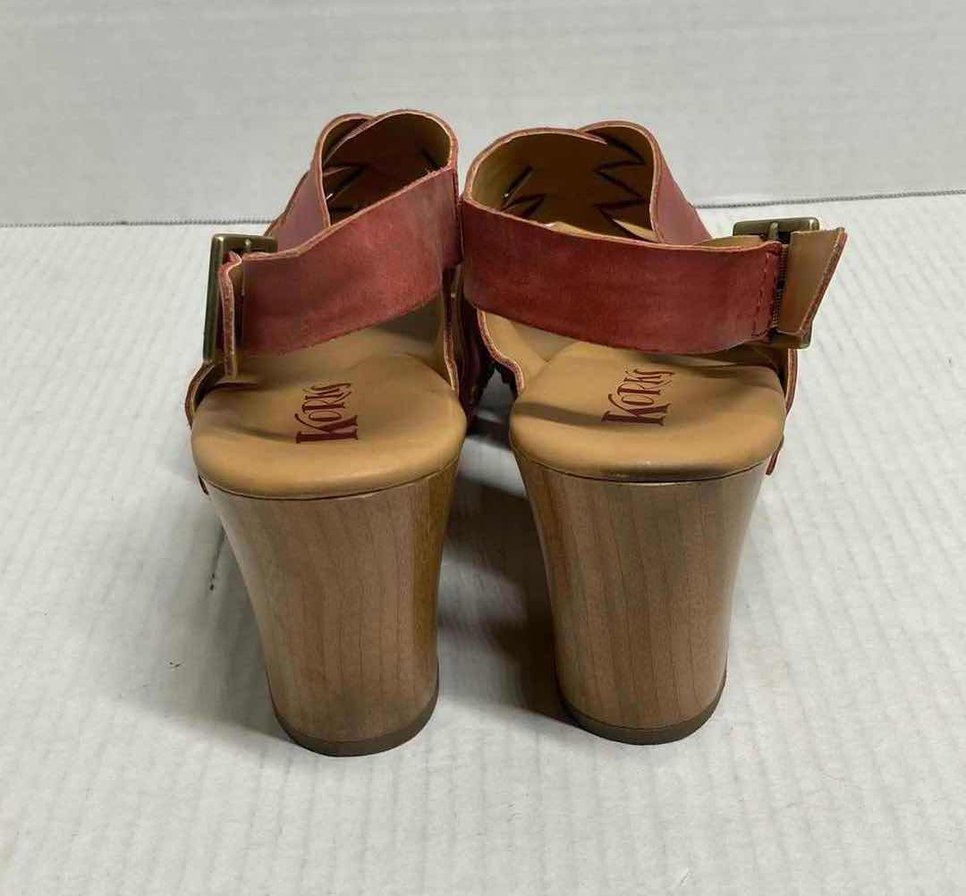 Photo 5 of KORKS BERENGO RED LEATHER BLOCK HEEL SANDALS WOMAN’S SIZE 9M