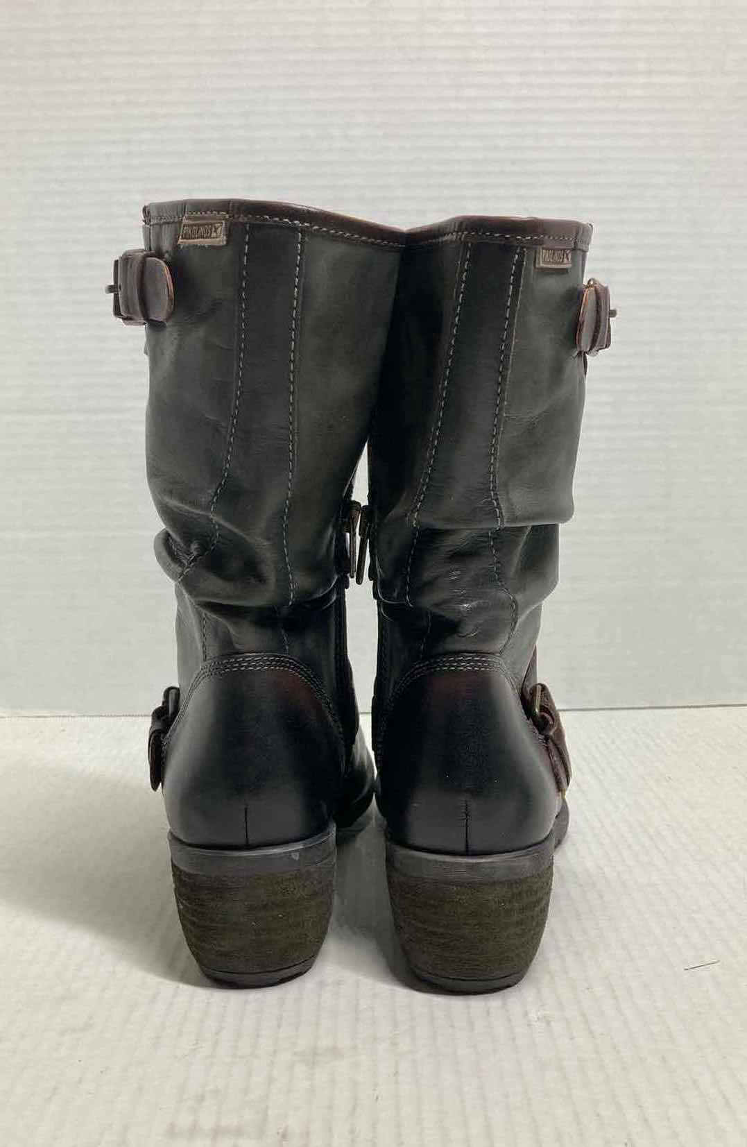 Photo 5 of PIKOLINOS DARK GREY TALL LEATHER COMBAT BOOTS W BROWN BUCKLE WOMAN’S SIZE EU 39