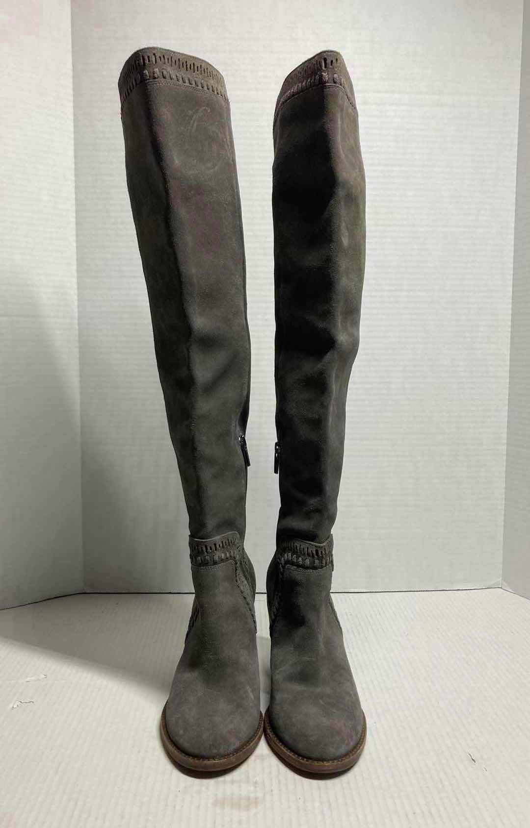 Photo 2 of VINCE CAMUTO BROWN TAUPE SUEDE OVER THE KNEE LEATHER BLOCK HEEL BOOTS WOMAN’S SIZE 9M