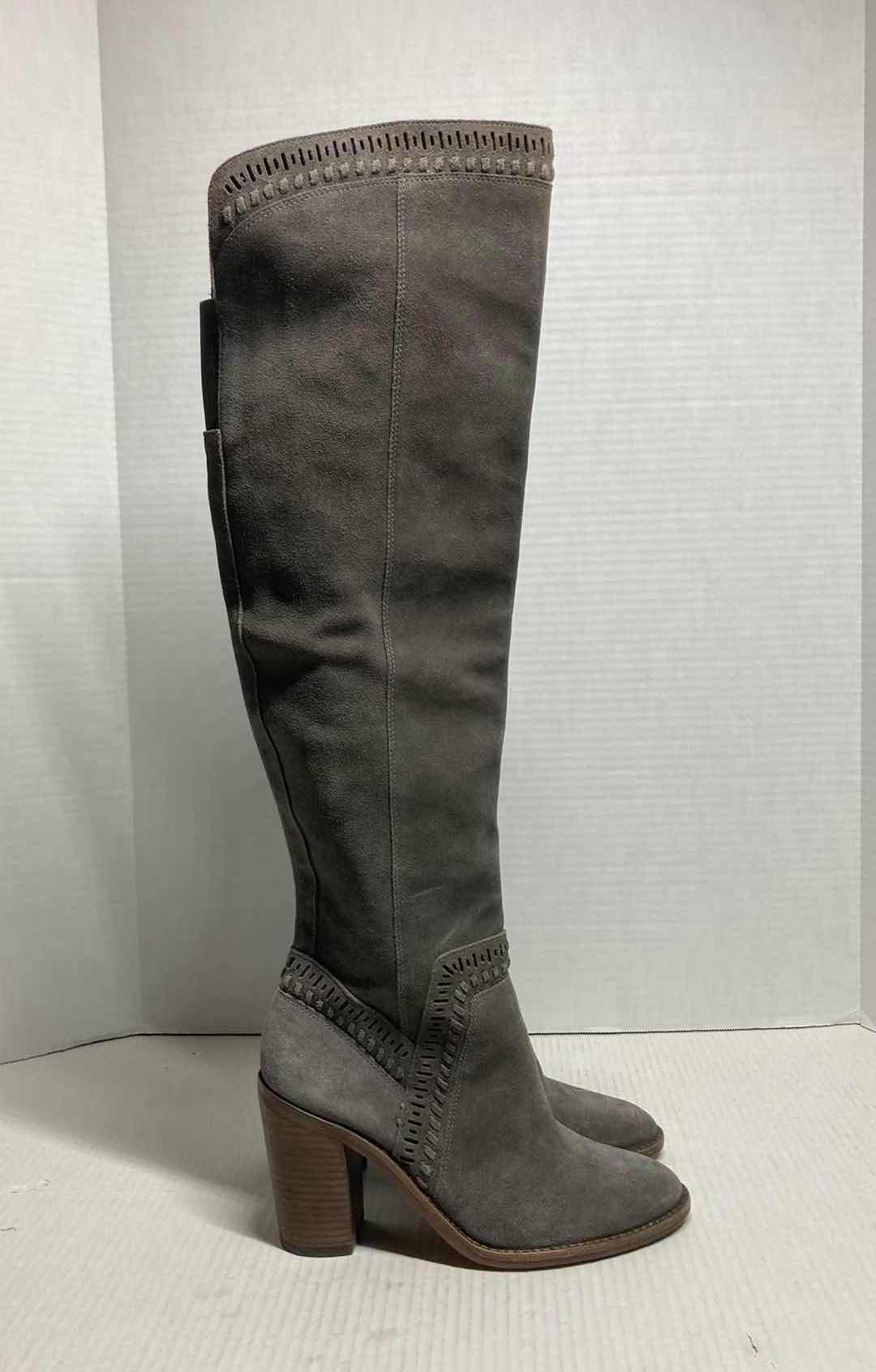 Photo 5 of VINCE CAMUTO BROWN TAUPE SUEDE OVER THE KNEE LEATHER BLOCK HEEL BOOTS WOMAN’S SIZE 9M