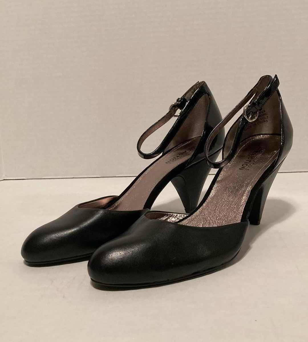 Photo 1 of KENNETH COLE REACTION BLACK LEATHER OH BELL LOW HEEL PUMP WOMEN’S SIZE 8.5M