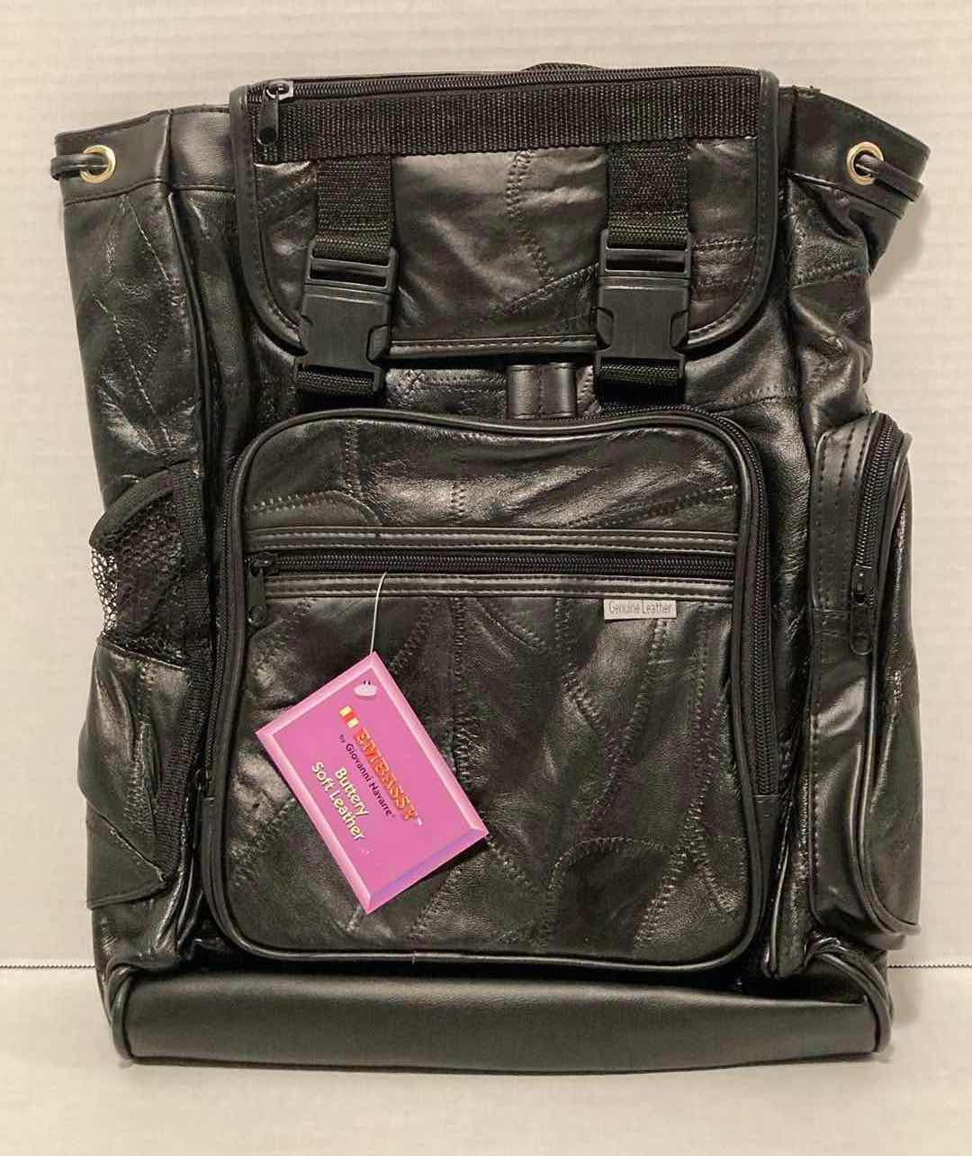 Photo 1 of EMBASSY BLACK GENUINE BUTTERY SOFT LEATHER BACKPACK 12” X 14.75”