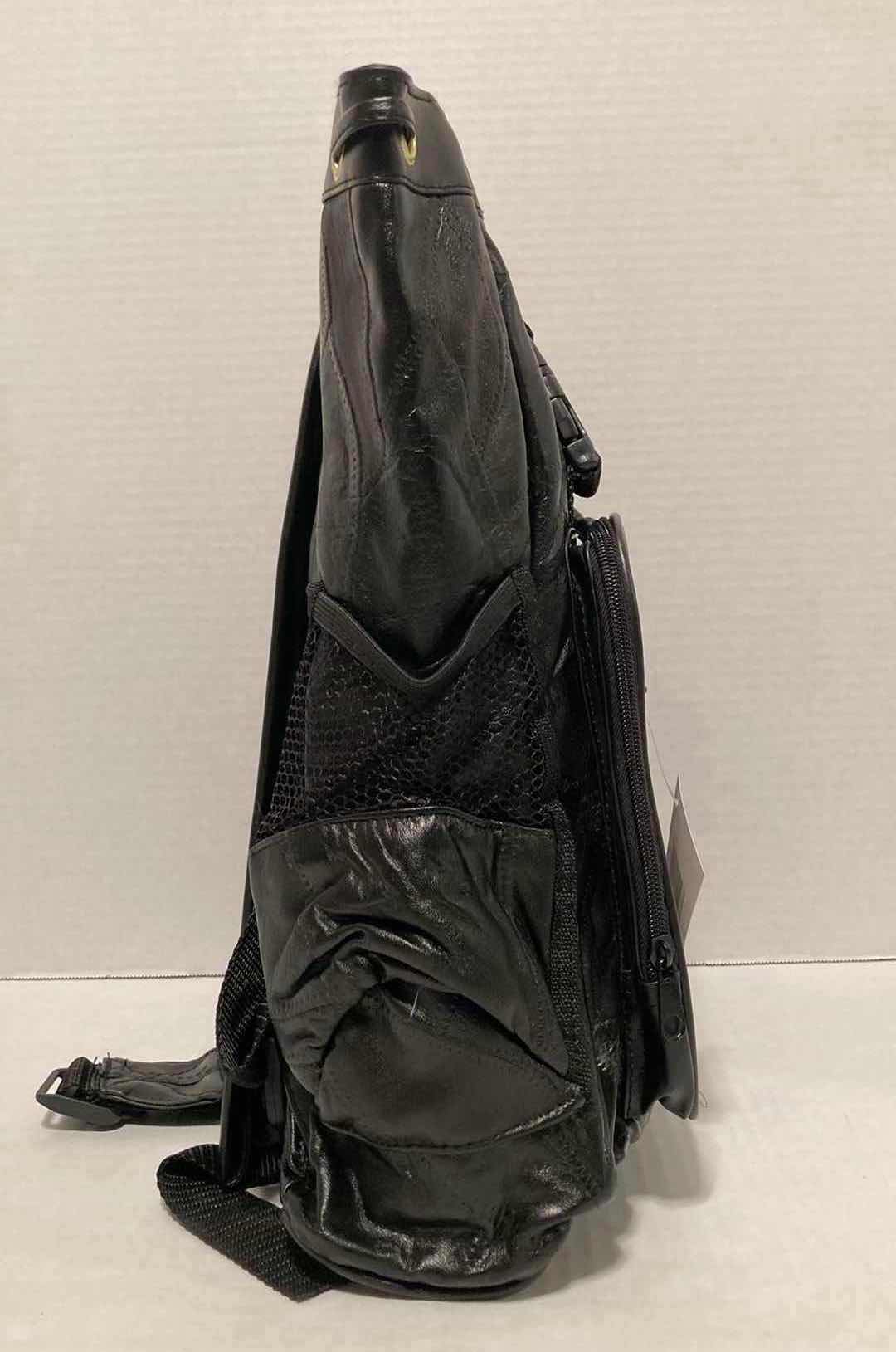 Photo 4 of EMBASSY BLACK GENUINE BUTTERY SOFT LEATHER BACKPACK 12” X 14.75”