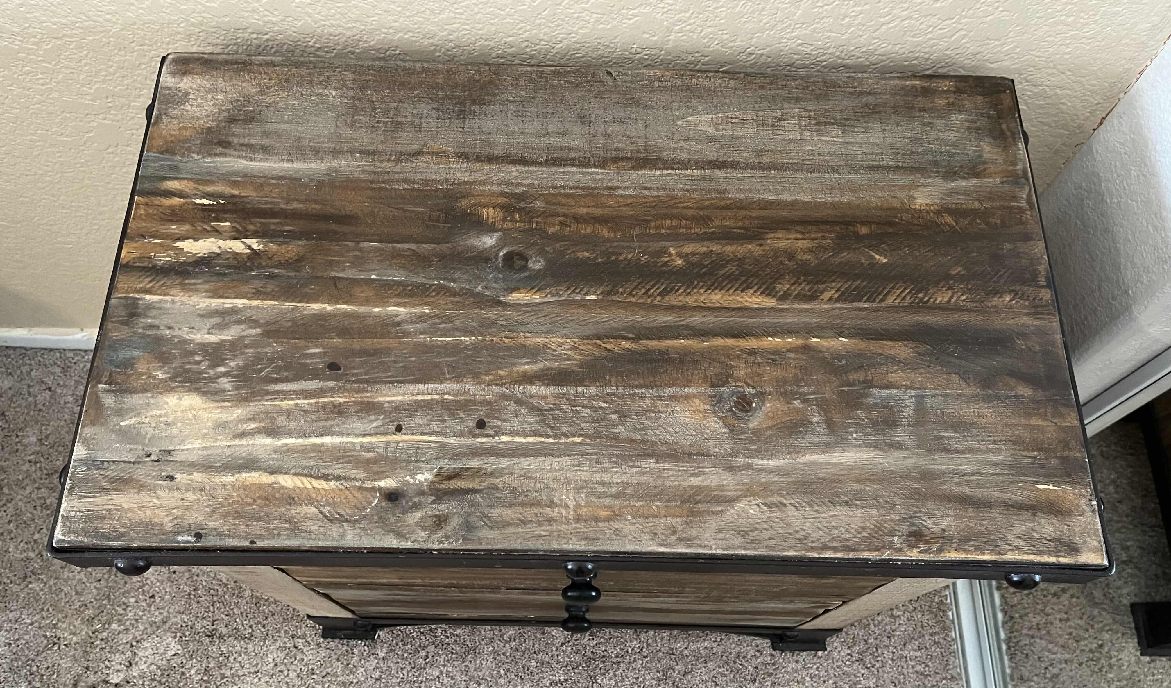 Photo 5 of INTERNATIONAL FURNITURE DIRECT ANTIQUE BARNWOOD RUSTIC NIGHTSTAND SIDE TABLE 28” X 16.5” H26”