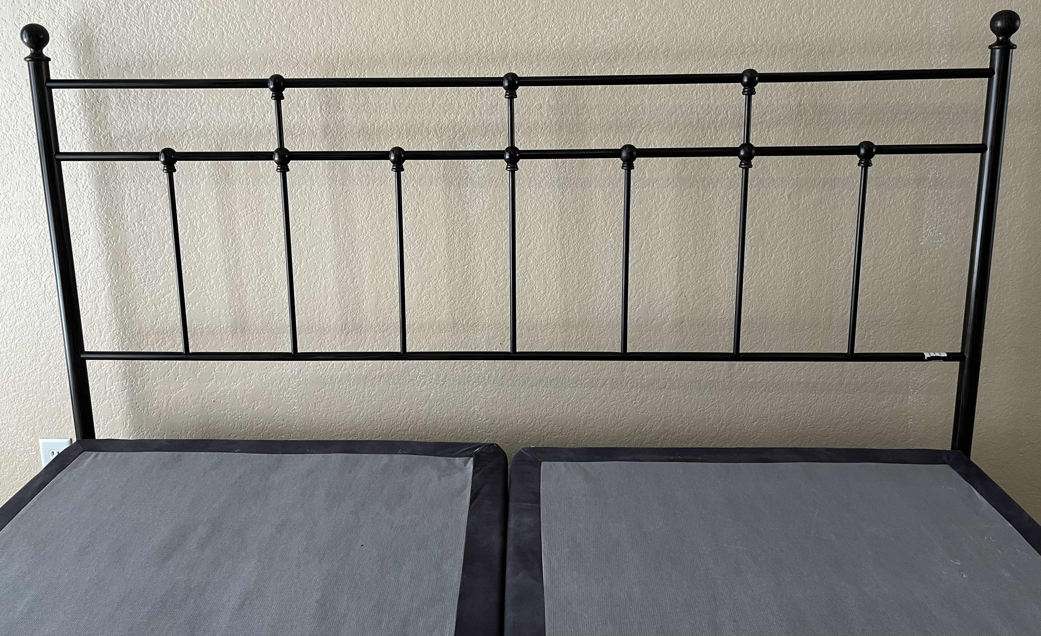 Photo 4 of AGED RUBBED BRONZE FINISH KING SIZE METAL BED FRAME W SERTA BOX SPRINGS H51.5” (READ NOTES)