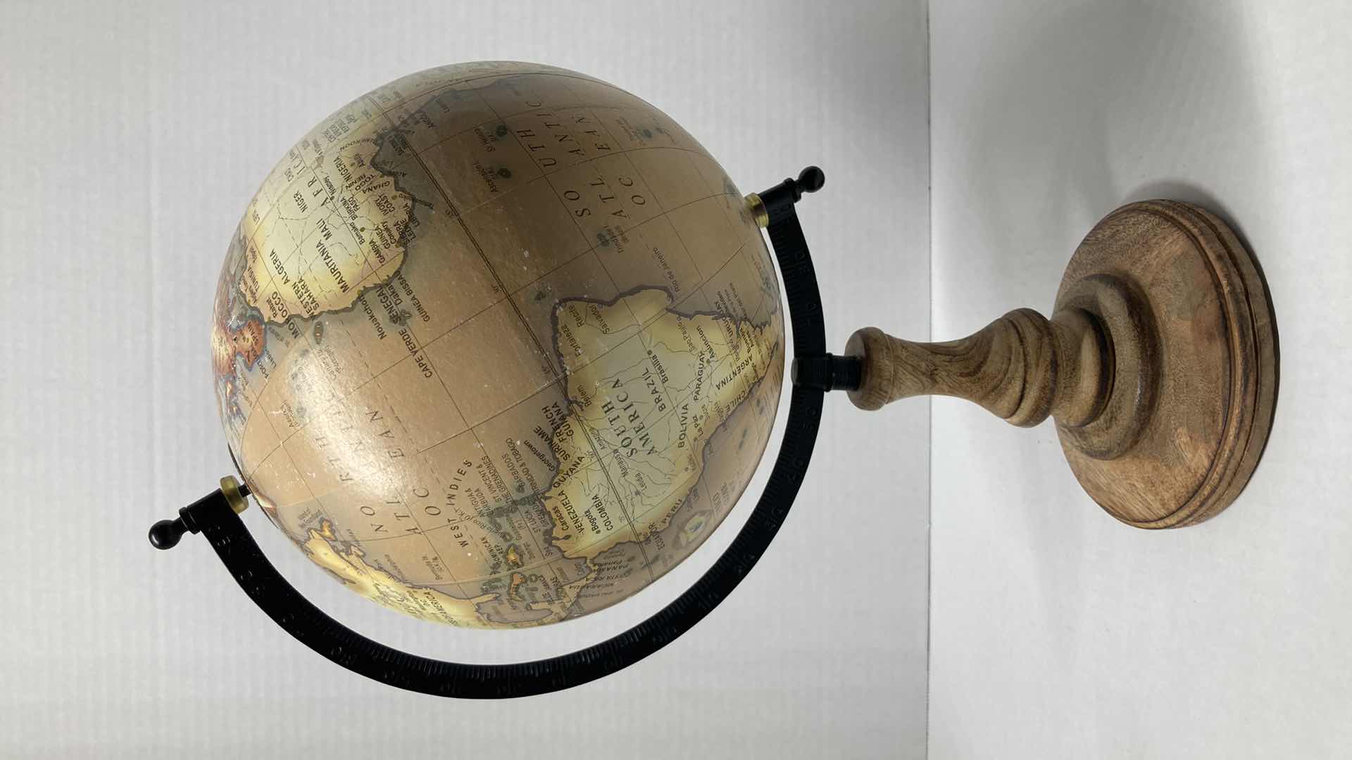 Photo 3 of HOME ESSENTIALS & BEYOND WOODEN BASE GLOBE 8.75” X 16”