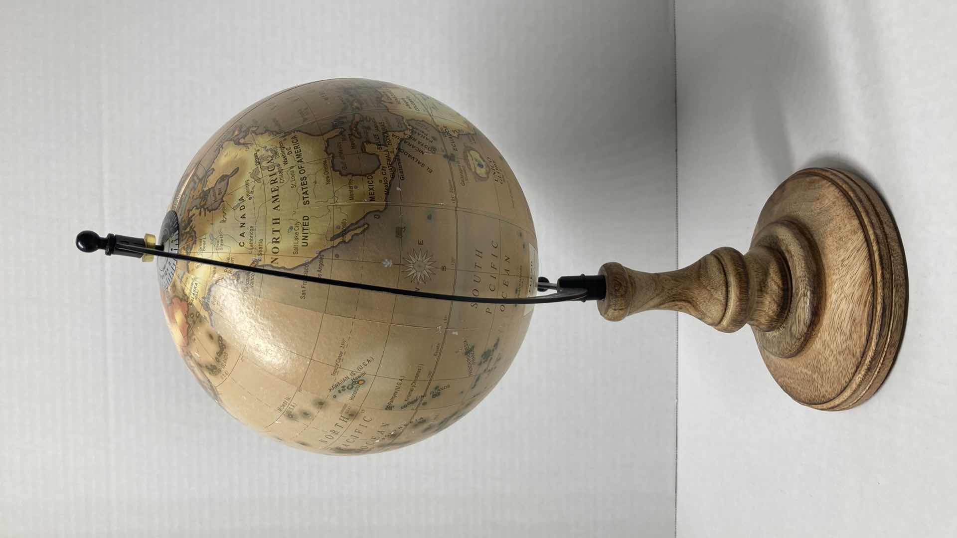 Photo 2 of HOME ESSENTIALS & BEYOND WOODEN BASE GLOBE 8.75” X 16”