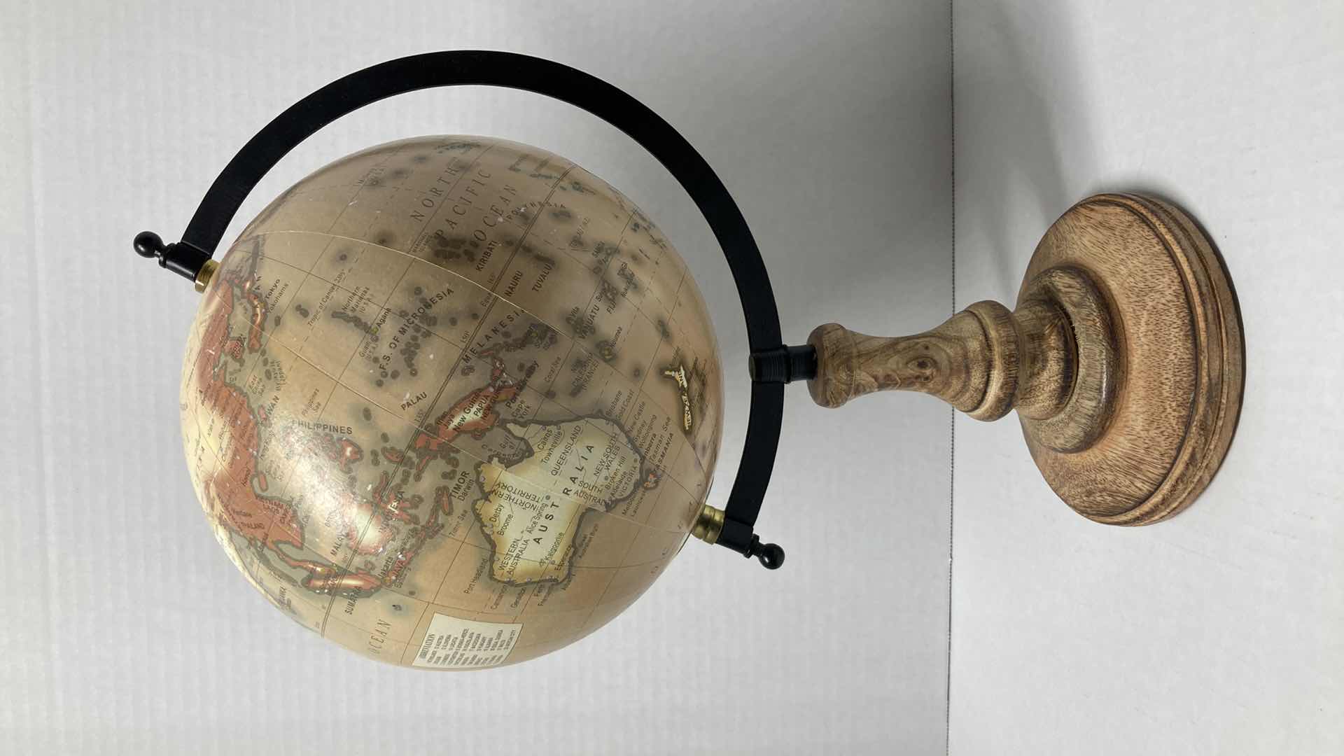 Photo 1 of HOME ESSENTIALS & BEYOND WOODEN BASE GLOBE 8.75” X 16”