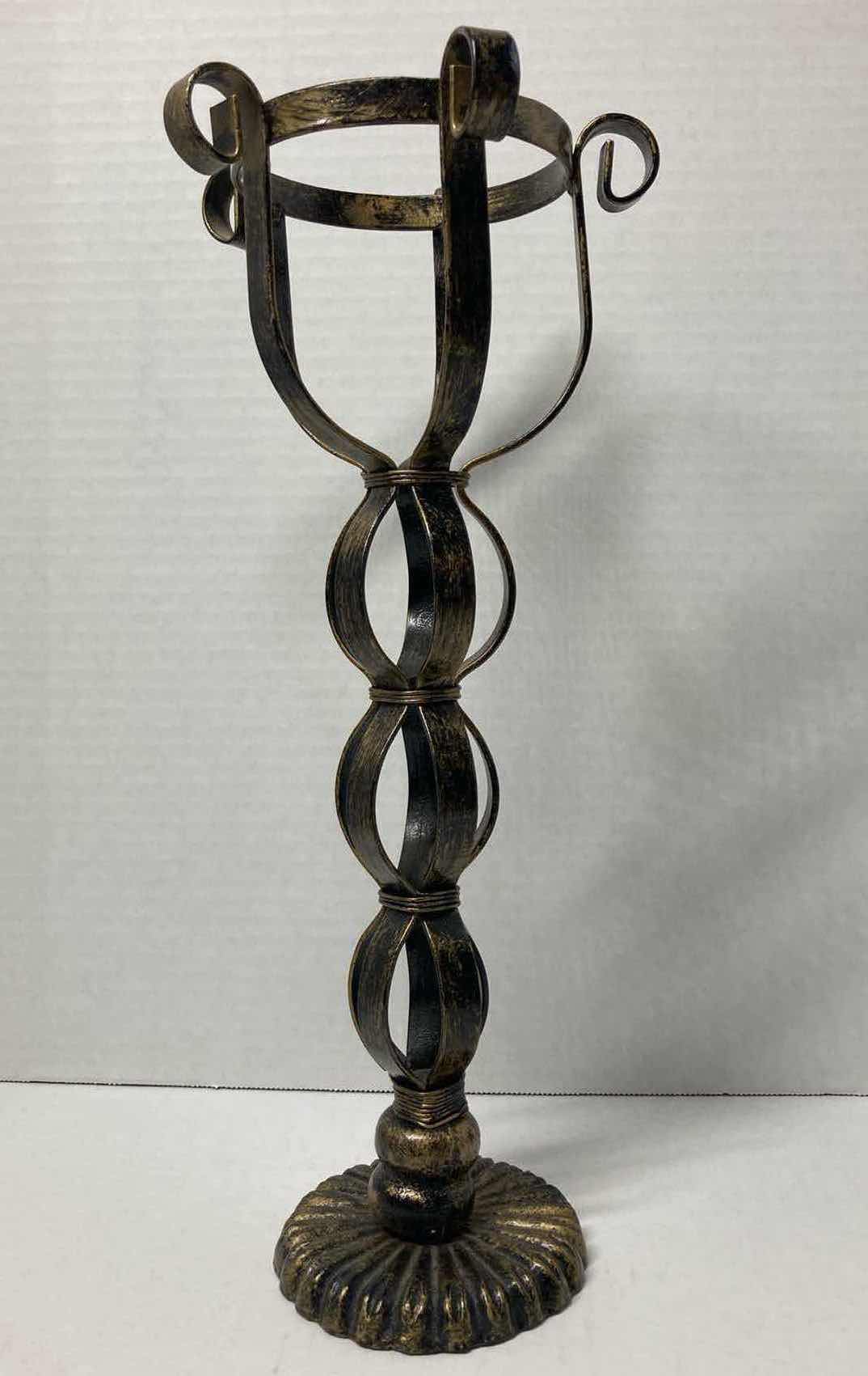 Photo 2 of MID-CENTRY BRONZE GOBLET CANDLE HOLDERS (SET OF 2) 6” X 14” & 6” X 12”