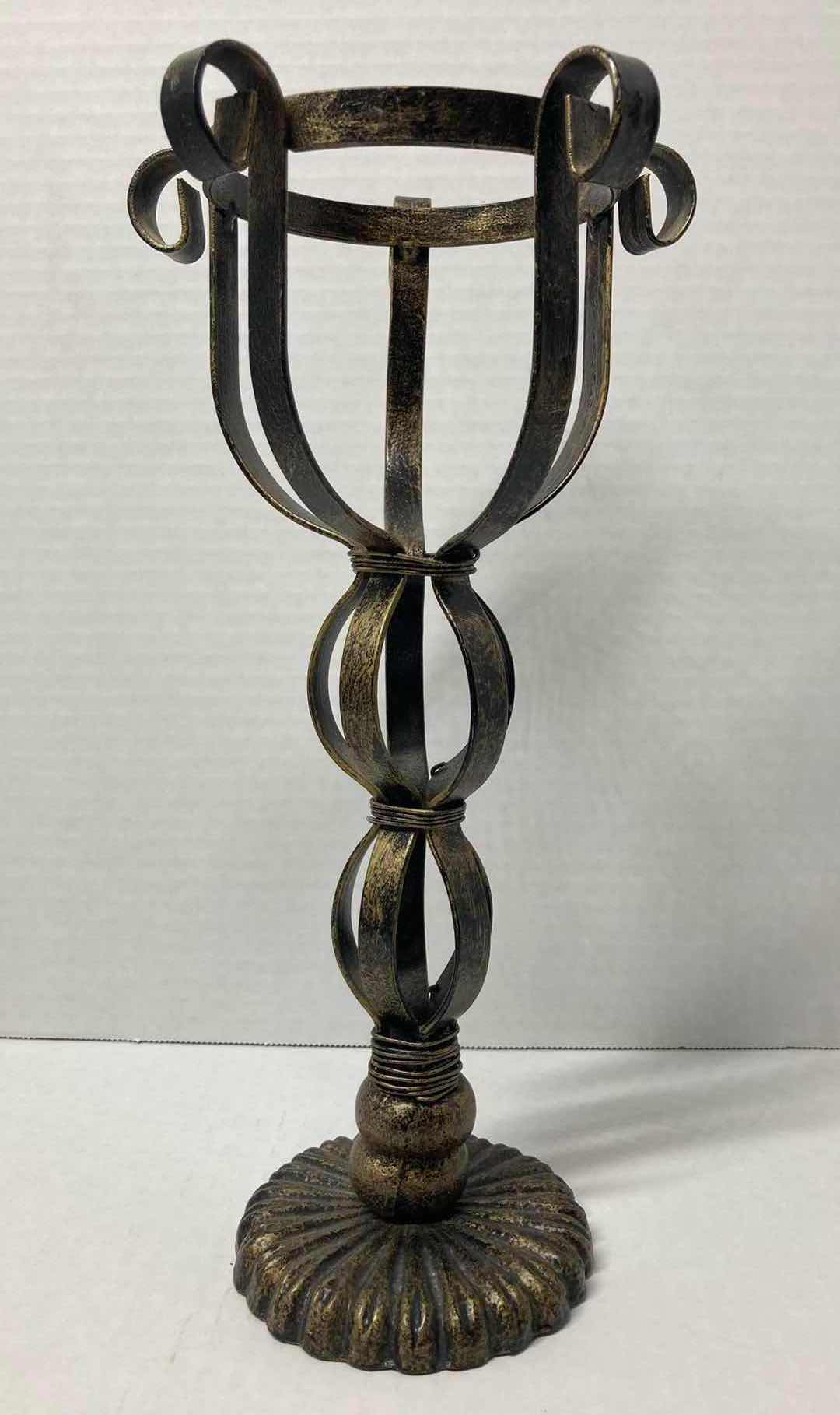 Photo 3 of MID-CENTRY BRONZE GOBLET CANDLE HOLDERS (SET OF 2) 6” X 14” & 6” X 12”