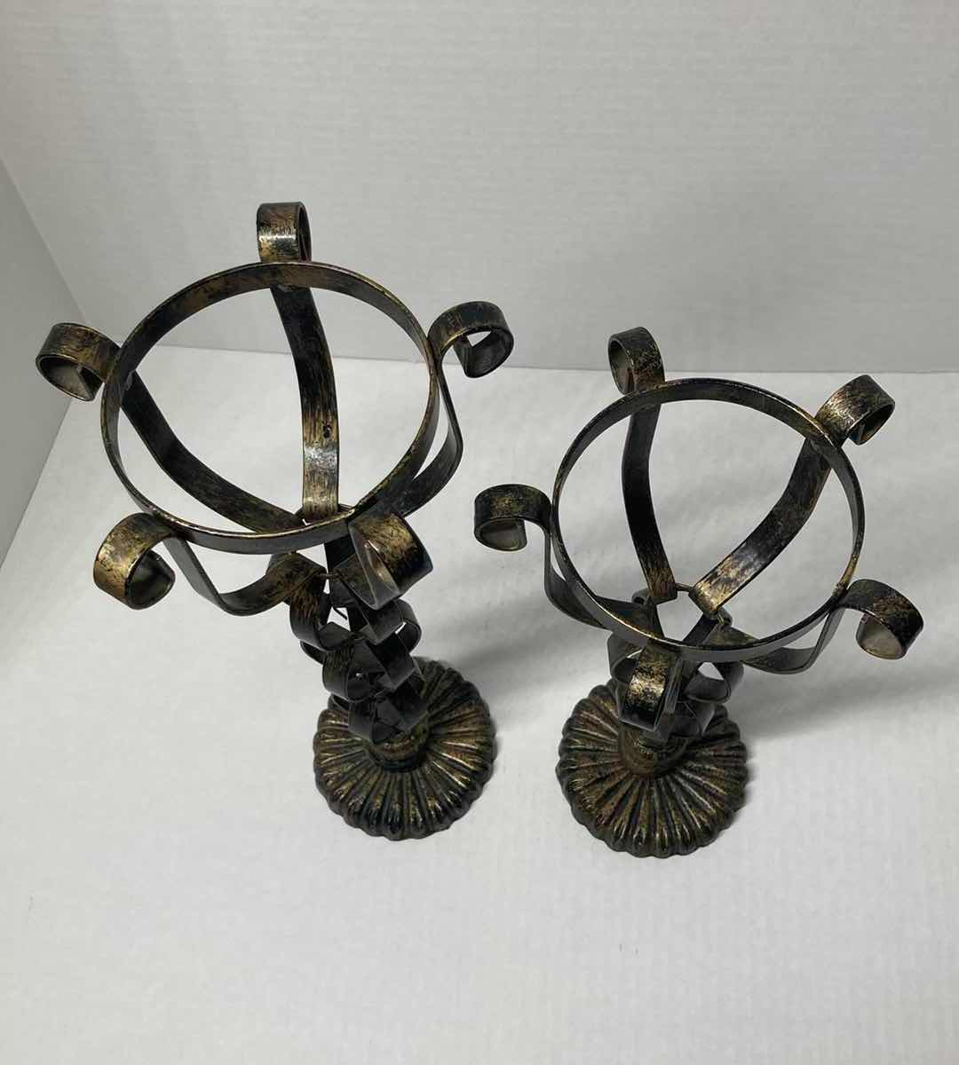 Photo 4 of MID-CENTRY BRONZE GOBLET CANDLE HOLDERS (SET OF 2) 6” X 14” & 6” X 12”