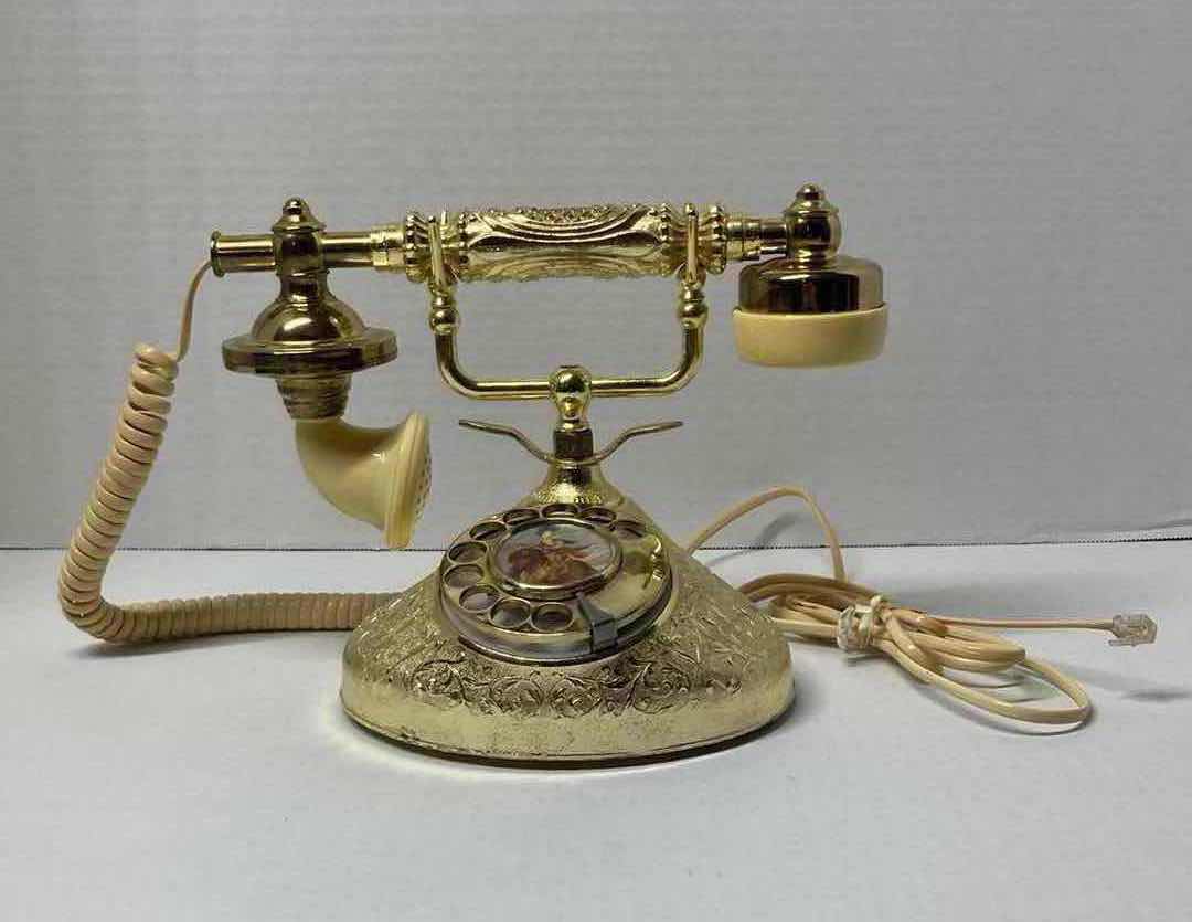 Photo 1 of ANTIQUE LITTLE LORD FAUNTLEROY GOLD FINISH ROTARY TELEPHONE