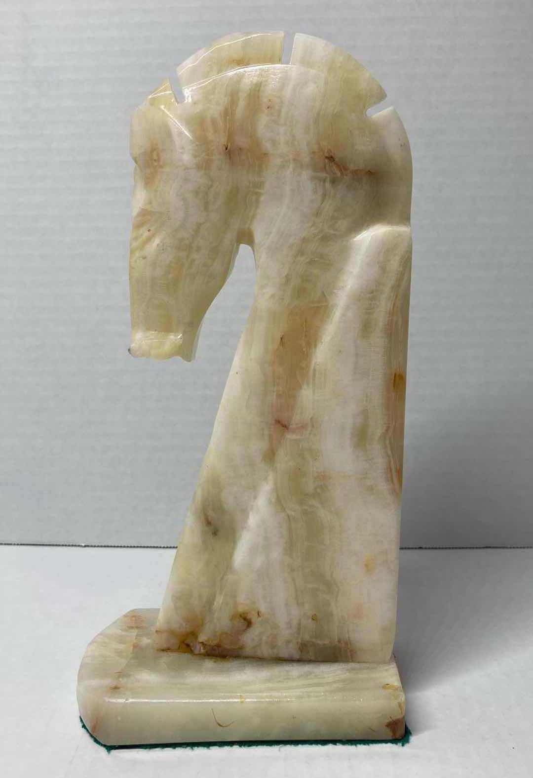 Photo 1 of HAND CARVED ONYX STONE HORSE HEAD BOOKEND H11.5”