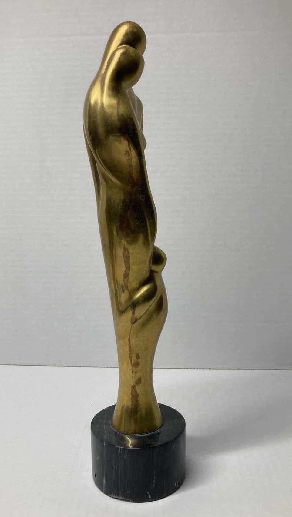 Photo 4 of MAN, WOMAN & CHILD BRASS STATUE W MARBLE BASE H16”