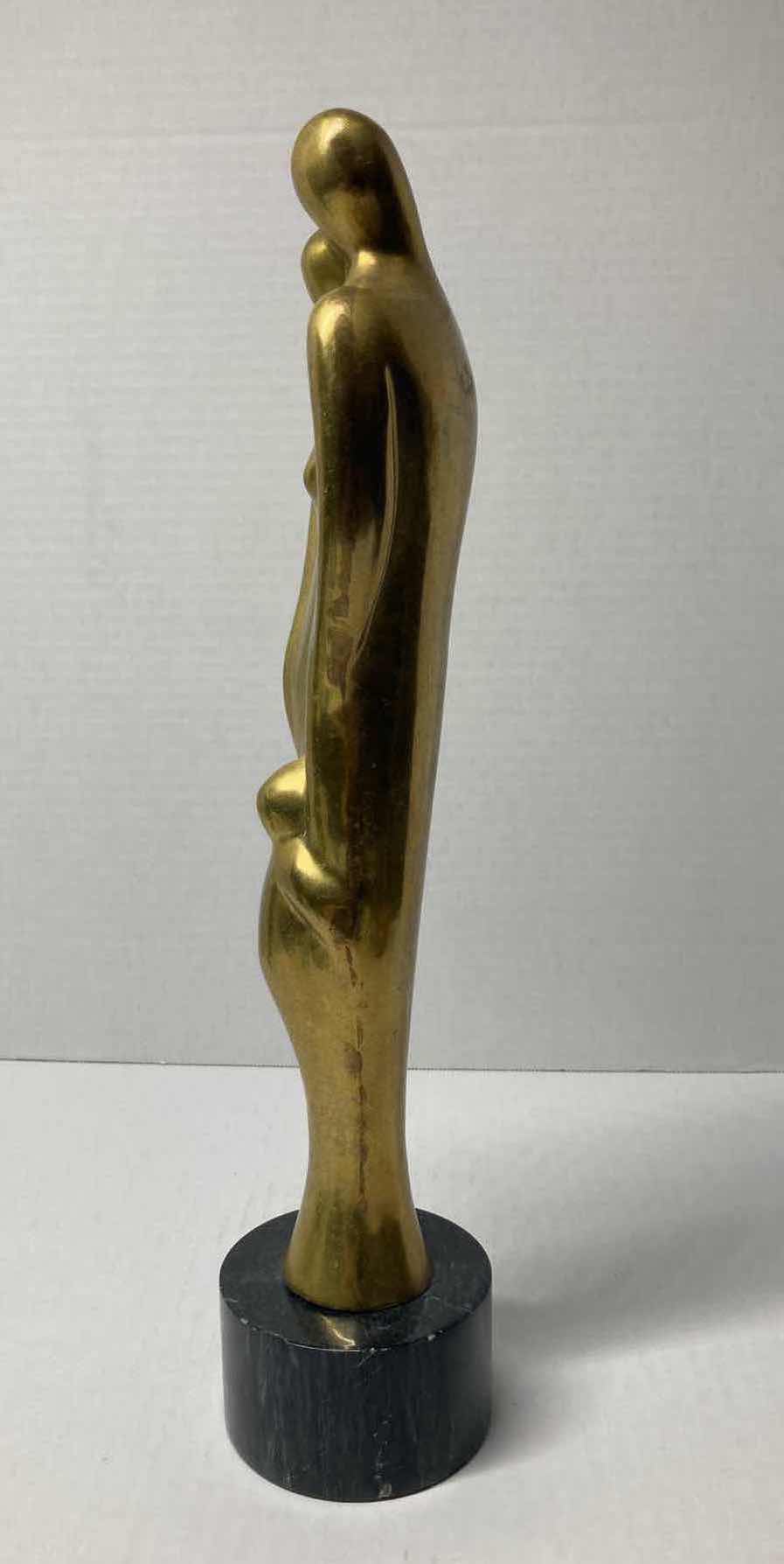 Photo 3 of MAN, WOMAN & CHILD BRASS STATUE W MARBLE BASE H16”