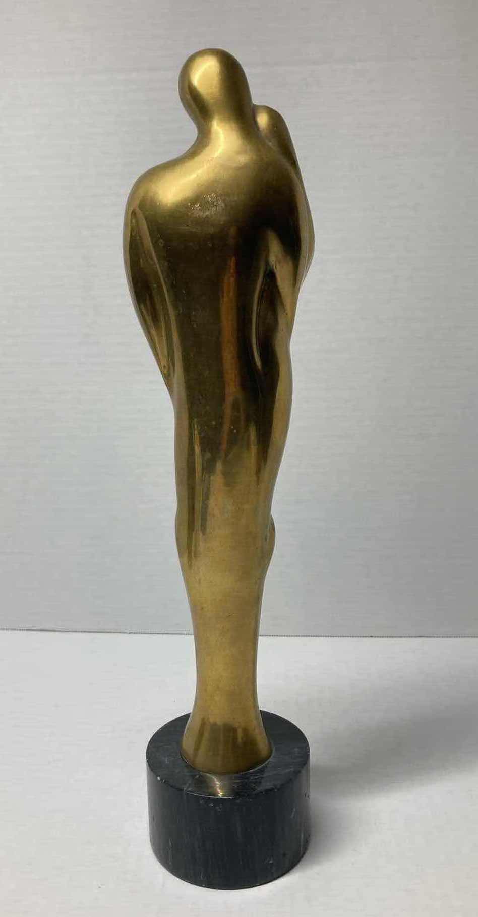 Photo 2 of MAN, WOMAN & CHILD BRASS STATUE W MARBLE BASE H16”