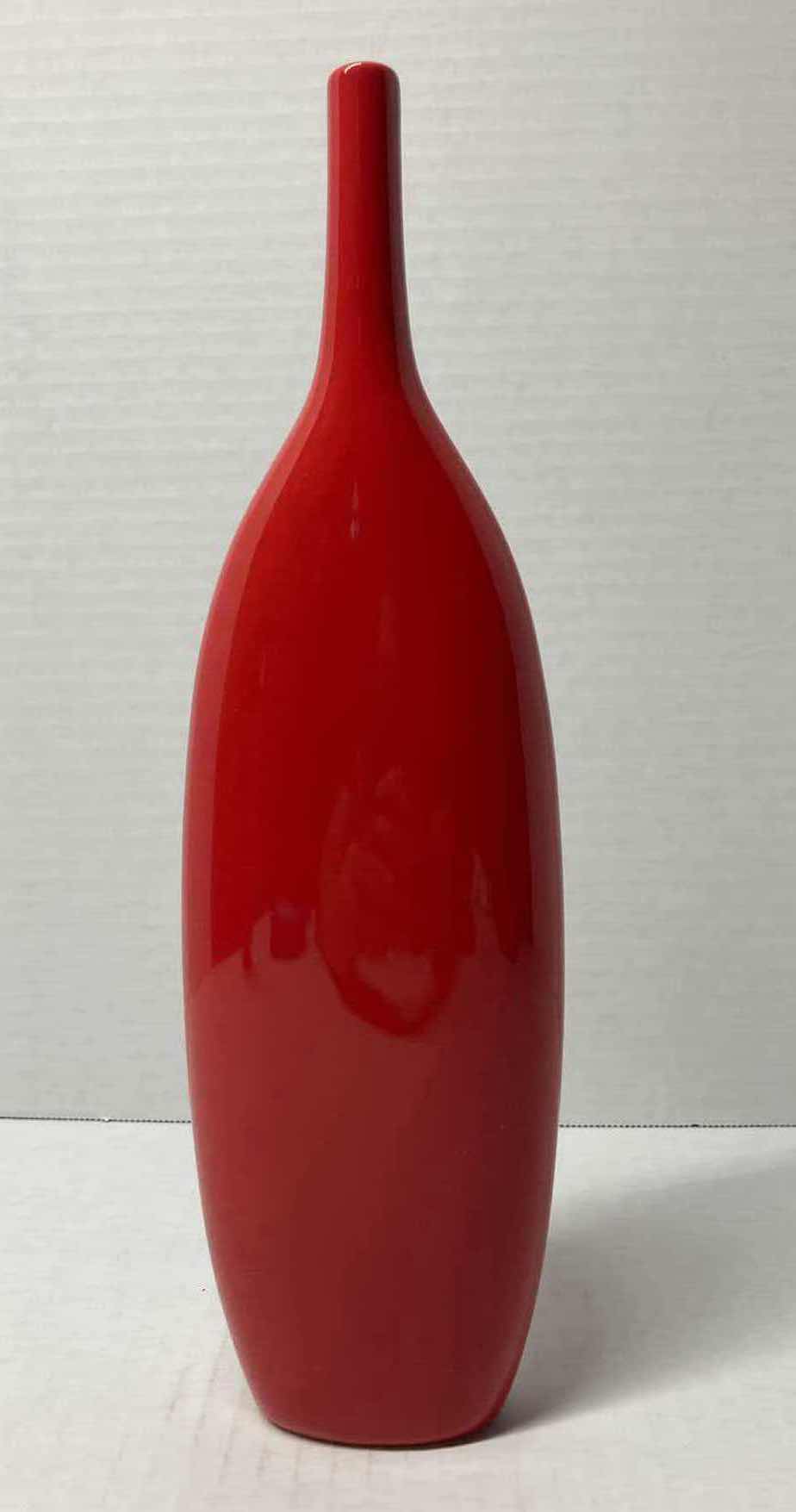 Photo 1 of CB2 RED CERAMIC DECORATIVE BOTTLE VASE H12”