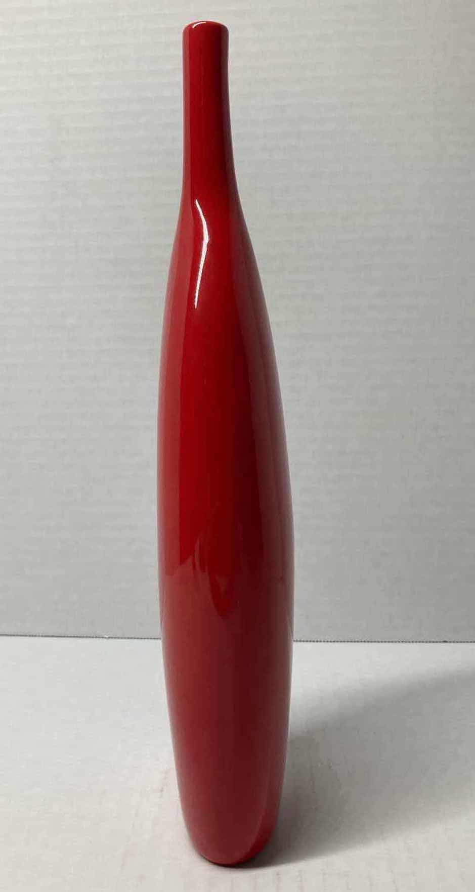 Photo 2 of CB2 RED CERAMIC DECORATIVE BOTTLE VASE H12”