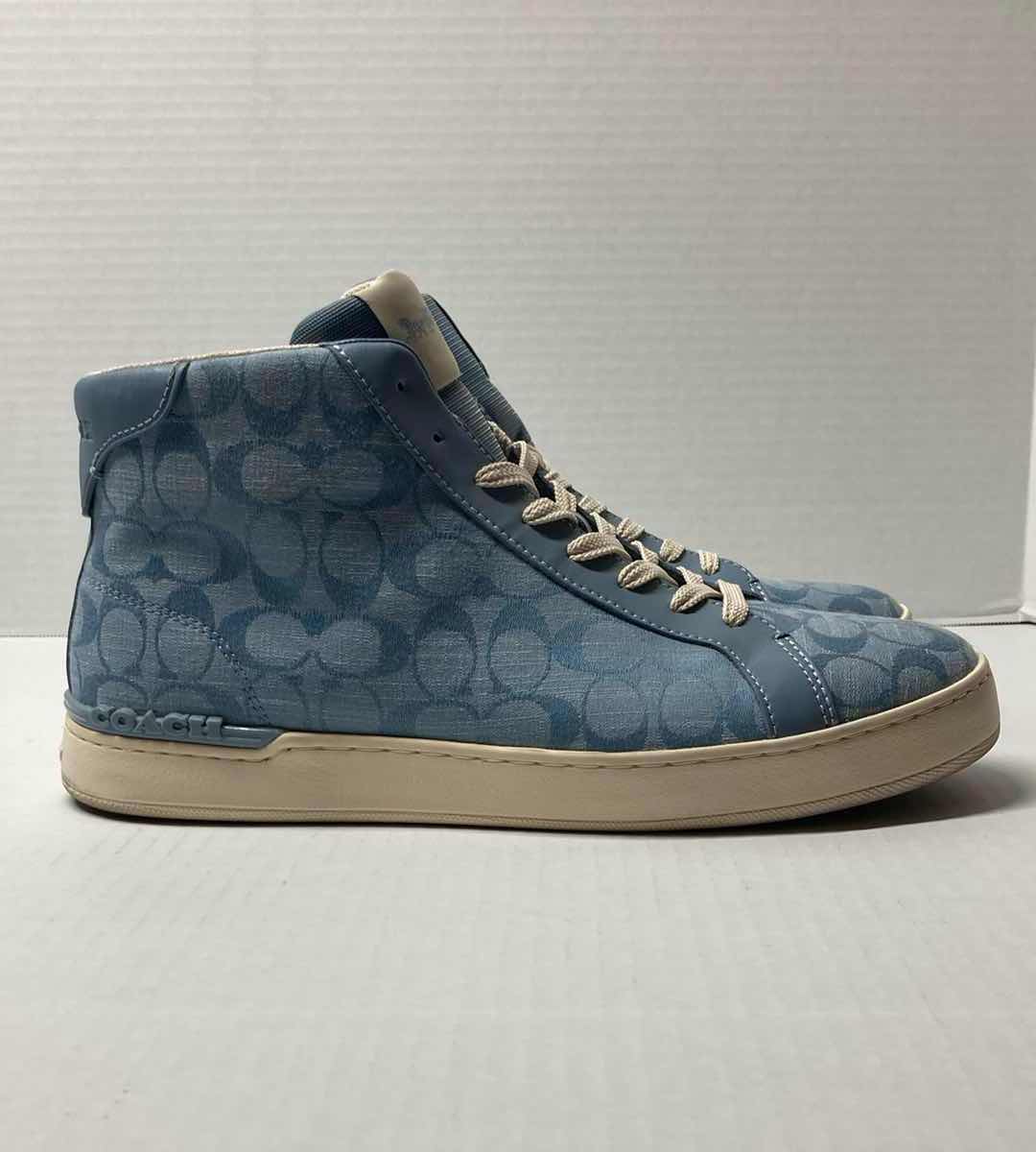 Photo 4 of COACH BLUE CLIP HIGH TOP SNEAKER IN SIGNATURE CHAMBRAY MEN’S SIZE 12D