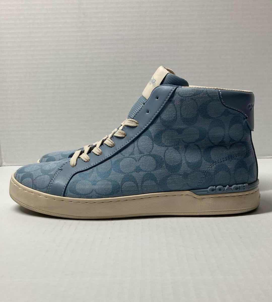 Photo 2 of COACH BLUE CLIP HIGH TOP SNEAKER IN SIGNATURE CHAMBRAY MEN’S SIZE 12D