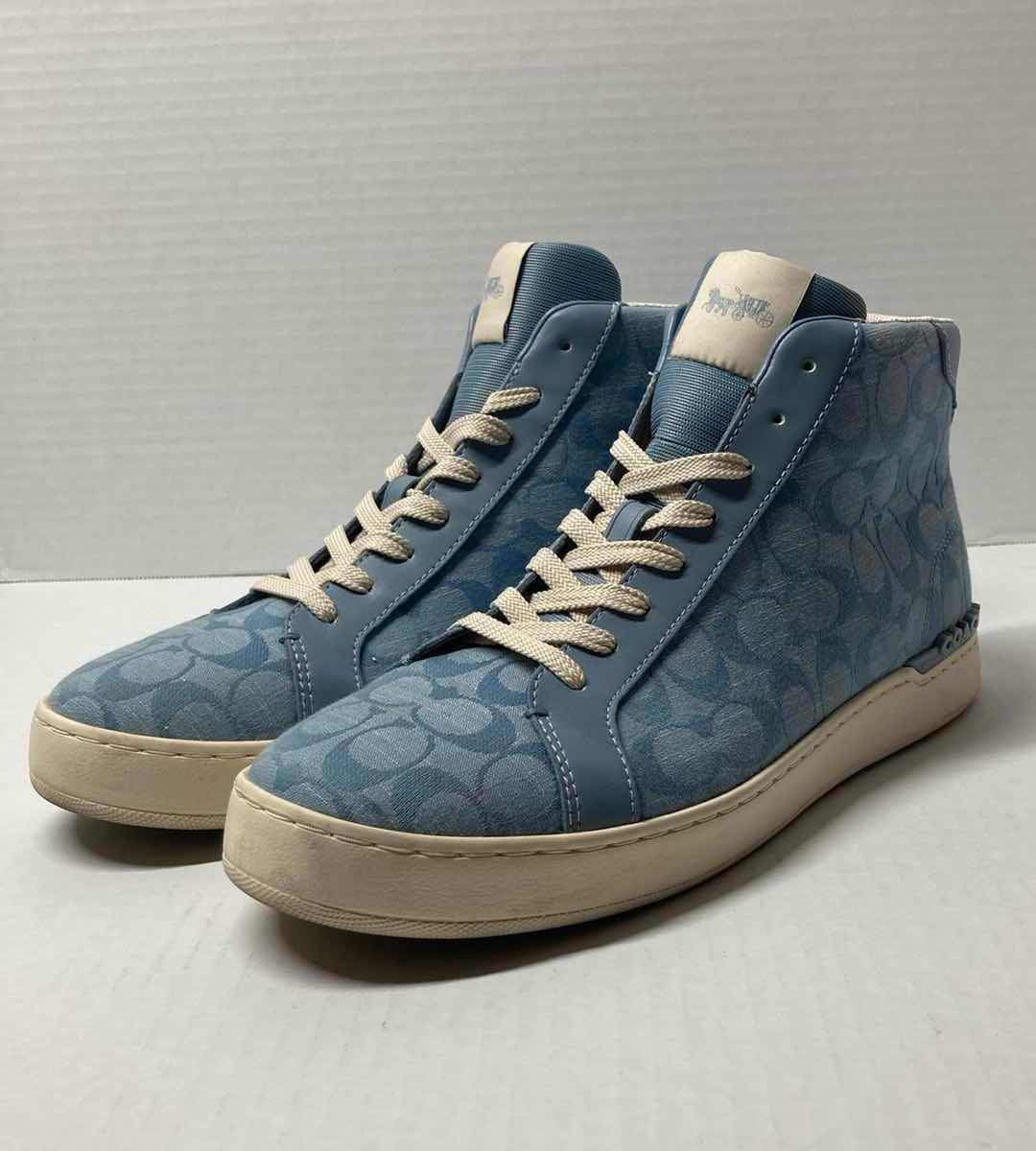 Photo 1 of COACH BLUE CLIP HIGH TOP SNEAKER IN SIGNATURE CHAMBRAY MEN’S SIZE 12D