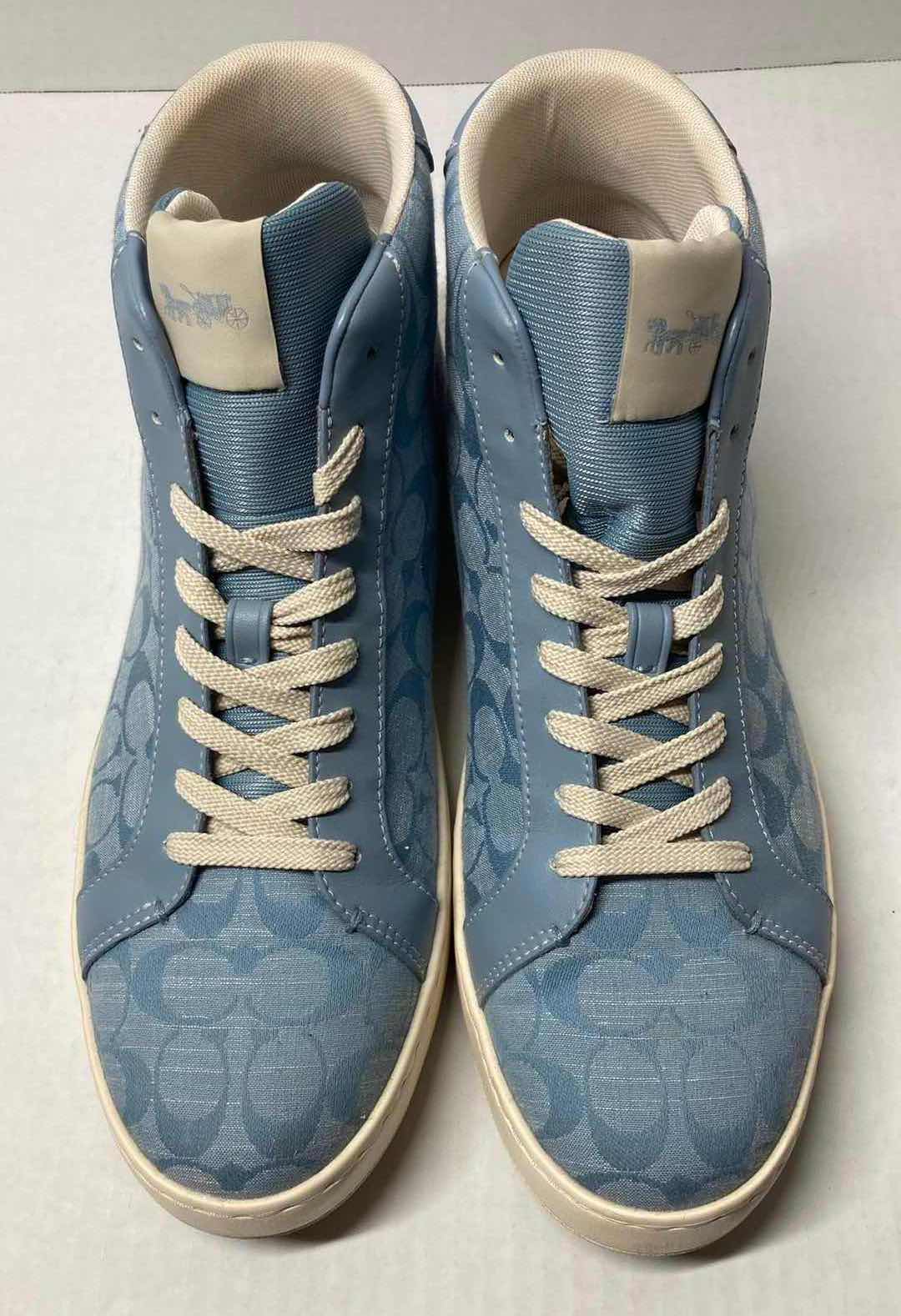 Photo 5 of COACH BLUE CLIP HIGH TOP SNEAKER IN SIGNATURE CHAMBRAY MEN’S SIZE 12D