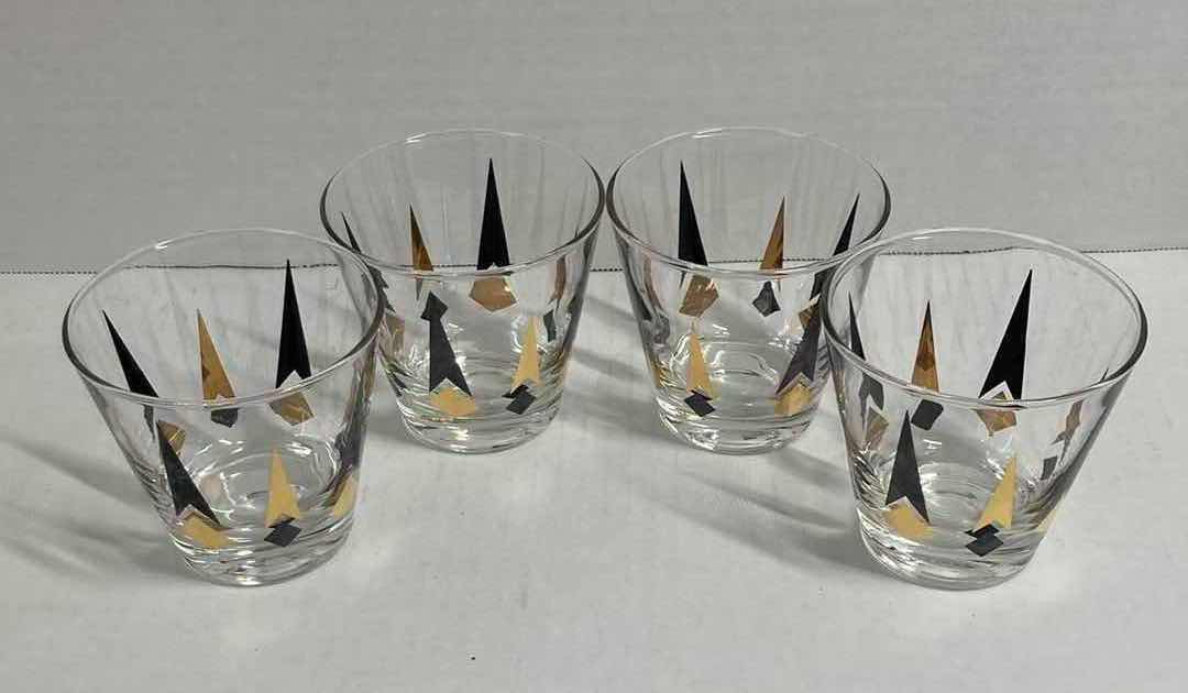 Photo 2 of ANCHOR HOCKING ATOMIC BLACK & GOLD COCKTAIL GLASSES (SET OF 6) H3.5”