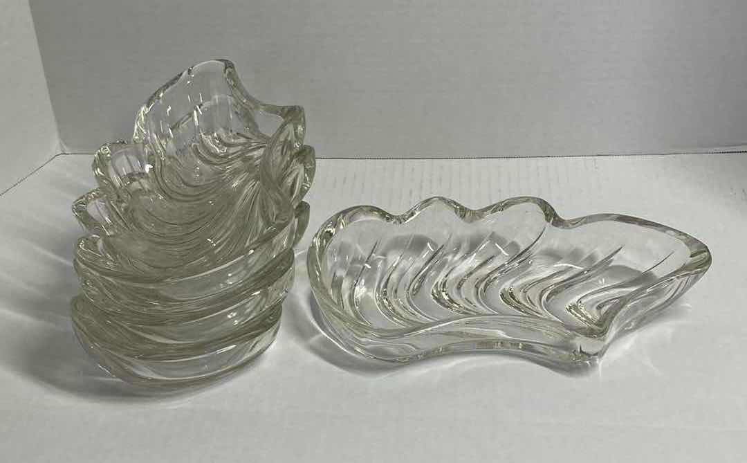 Photo 2 of ORNATE CLEAR GLASS SERVING DISHES (SET OF 4) 11” X 5”