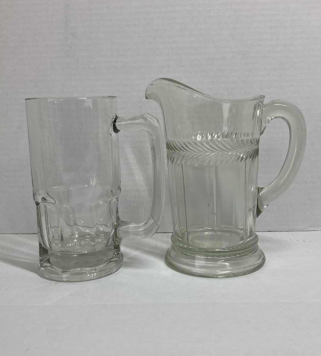 Photo 1 of CLEAR GLASS BEER MUG & PITCHER H8”