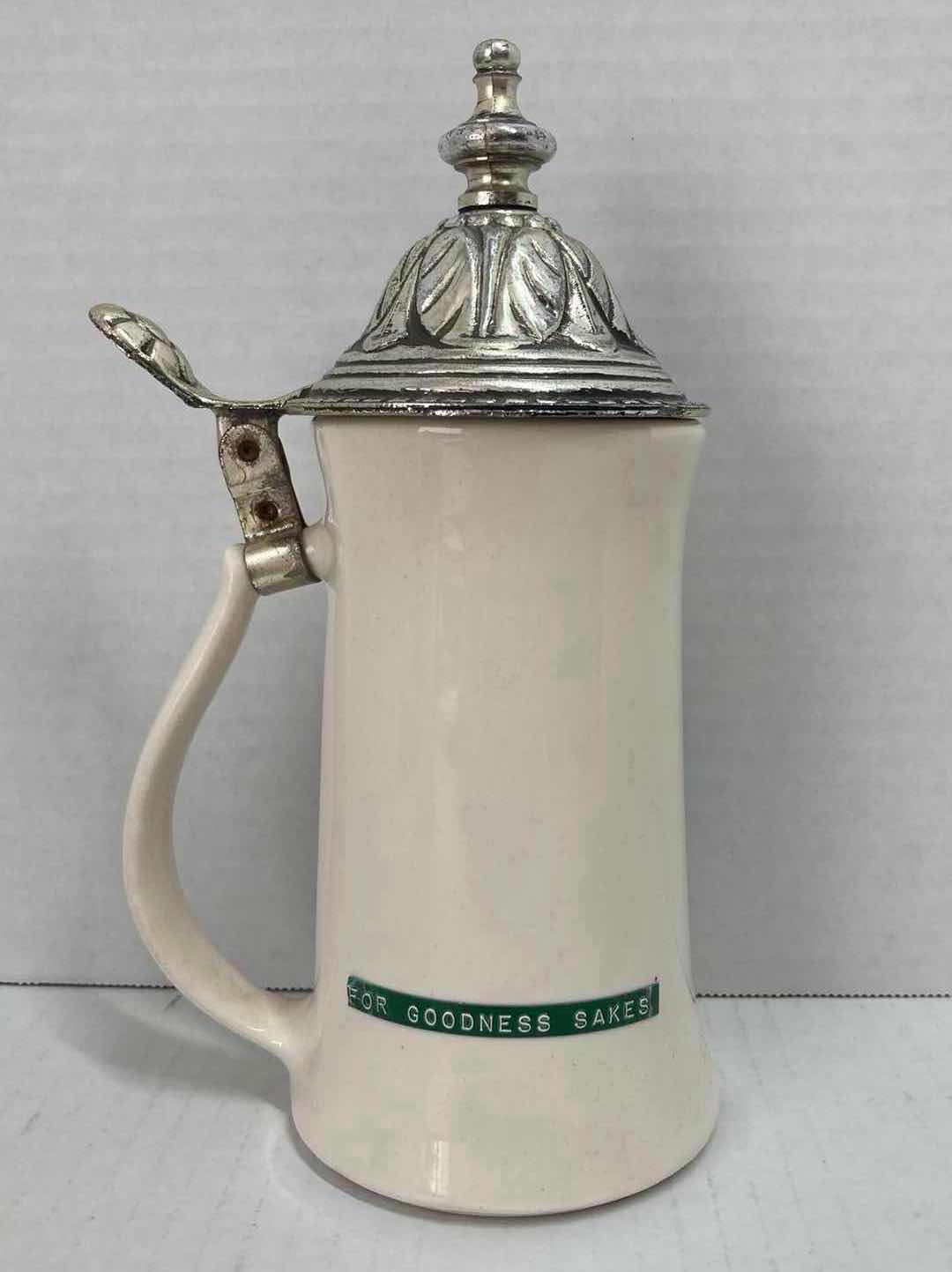 Photo 3 of MCCOY MID-CENTURY “OLD COACH HOUSE YORK” CERAMIC BEER STEIN W PEWTER LID H9”