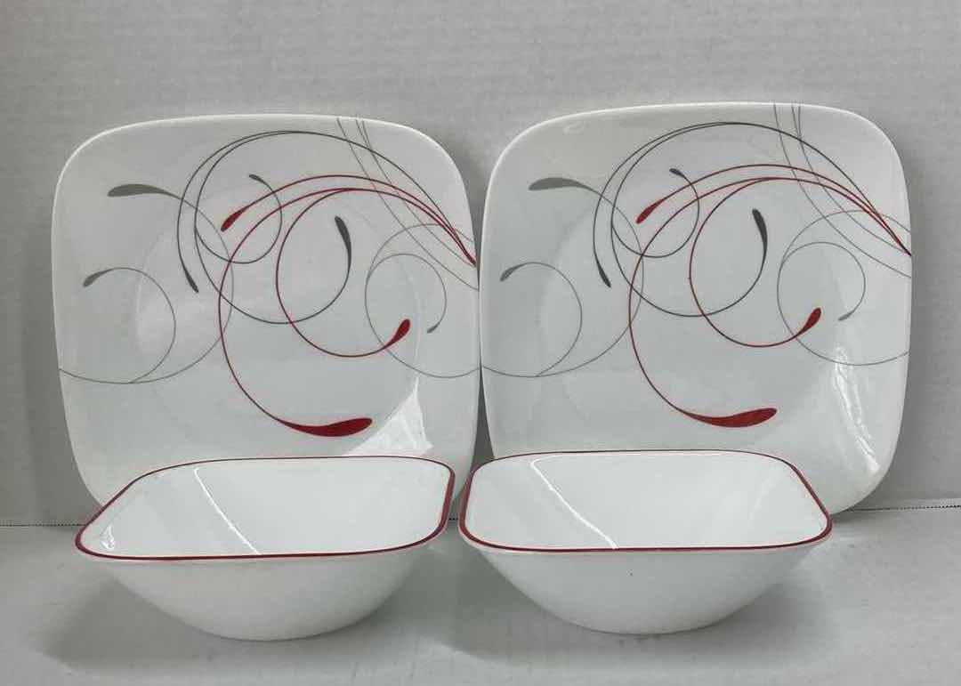 Photo 1 of CORELLE SPLENDOR SQUARE DINNERWARE 4PC SET