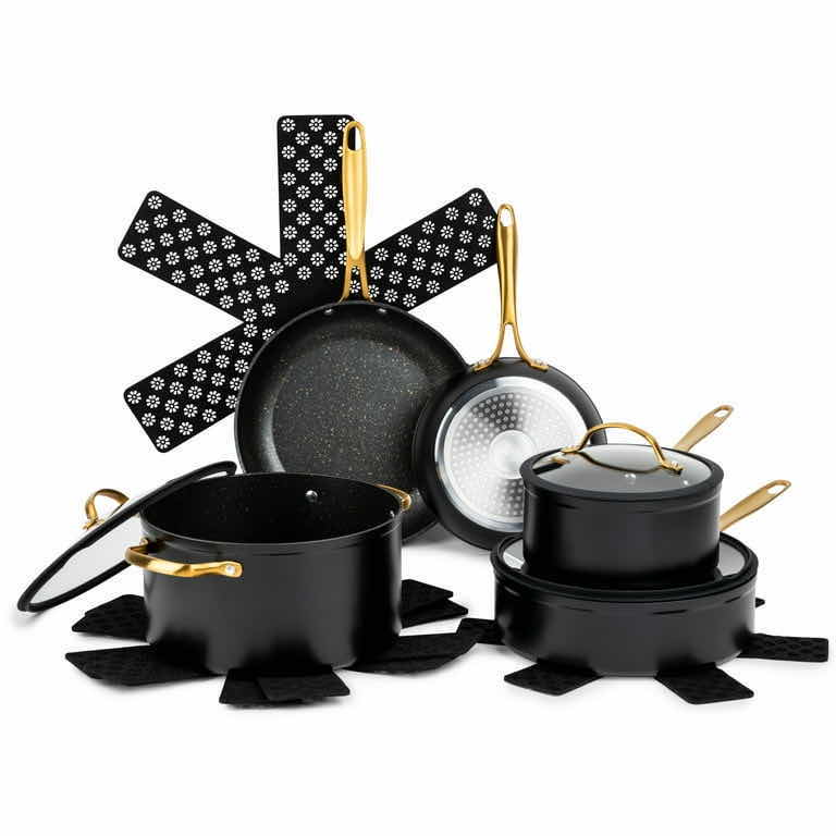 Photo 1 of THYME & TABLE BLACK & GOLD NON-STICK POTS & PANS SIGNATURE COOKWARE 12PC SET