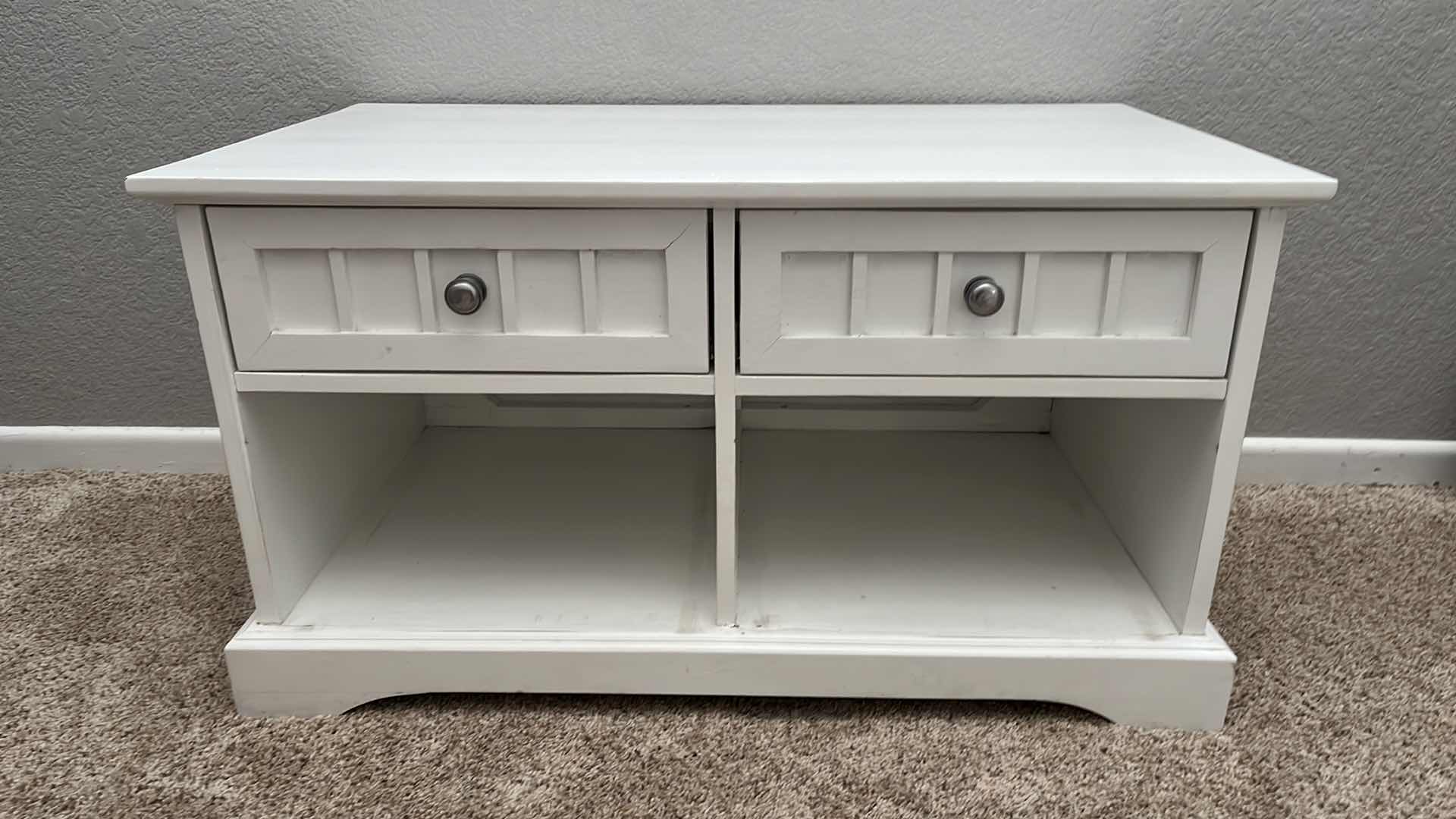 Photo 1 of WHITE FINISH WOOD 2 DRAWER SIDE TABLE CABERNET 