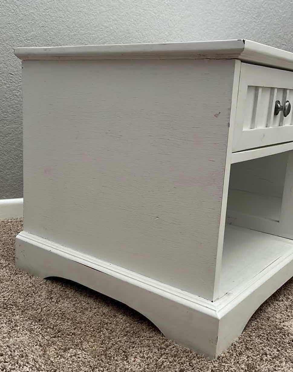 Photo 4 of WHITE FINISH WOOD 2 DRAWER SIDE TABLE CABERNET 